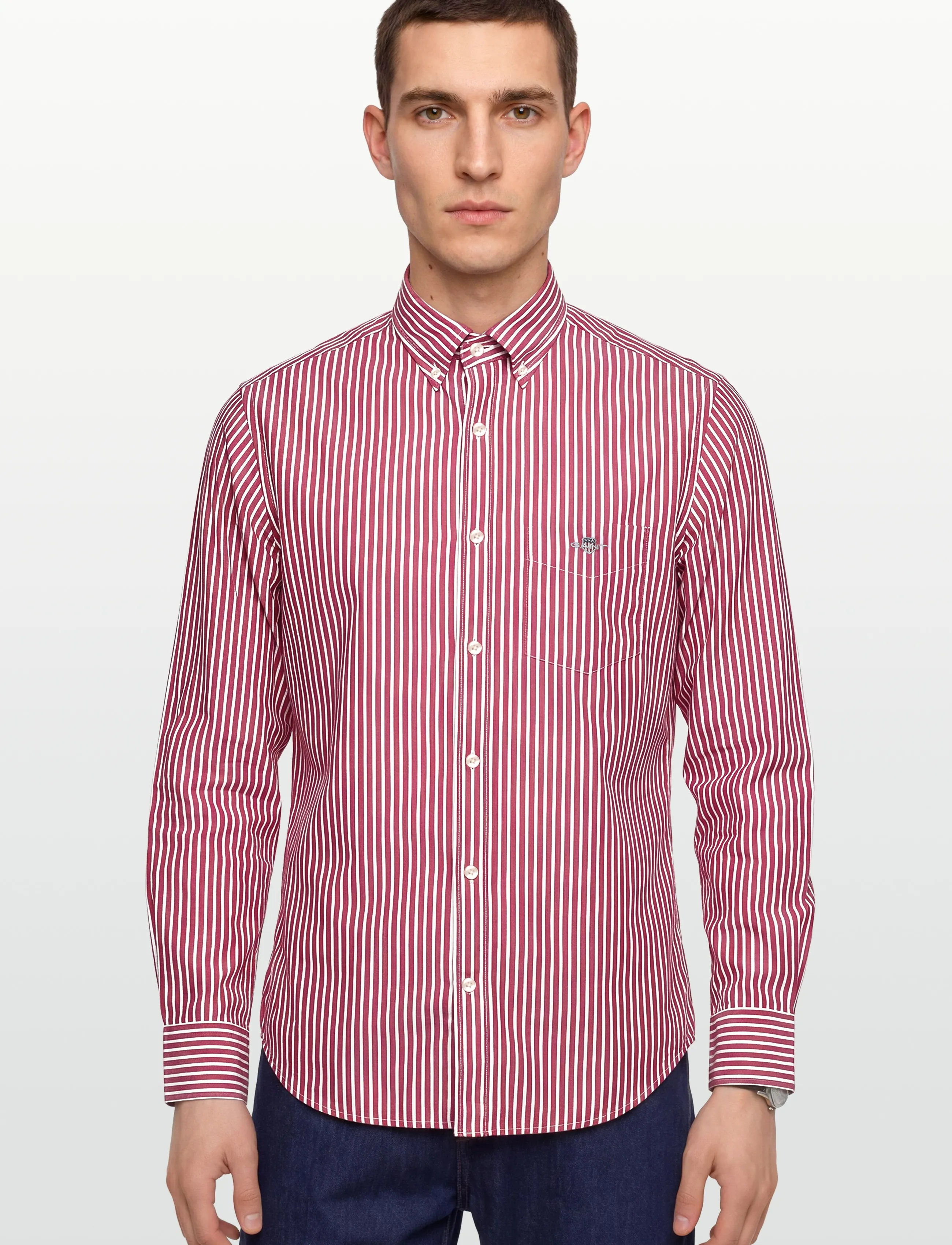 Gant - REG CLASSIC POPLIN STRIPE SHIRT - mænd - ruby red - 3