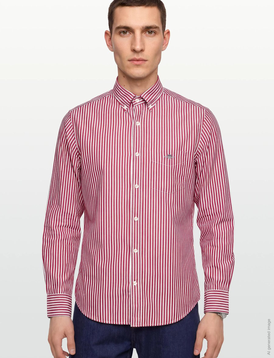 Gant - REG CLASSIC POPLIN STRIPE SHIRT - stribede skjorter - ruby red - 3