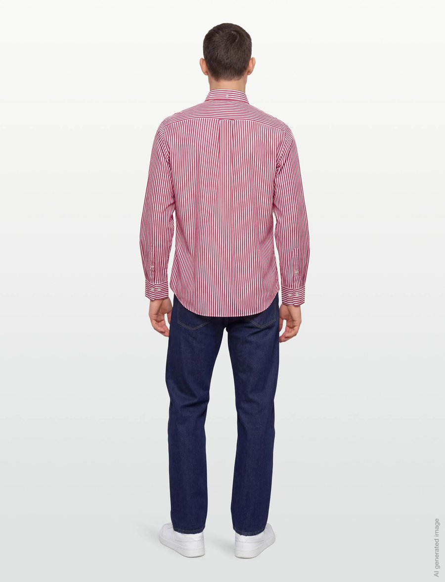 Gant - REG CLASSIC POPLIN STRIPE SHIRT - stribede skjorter - ruby red - 4