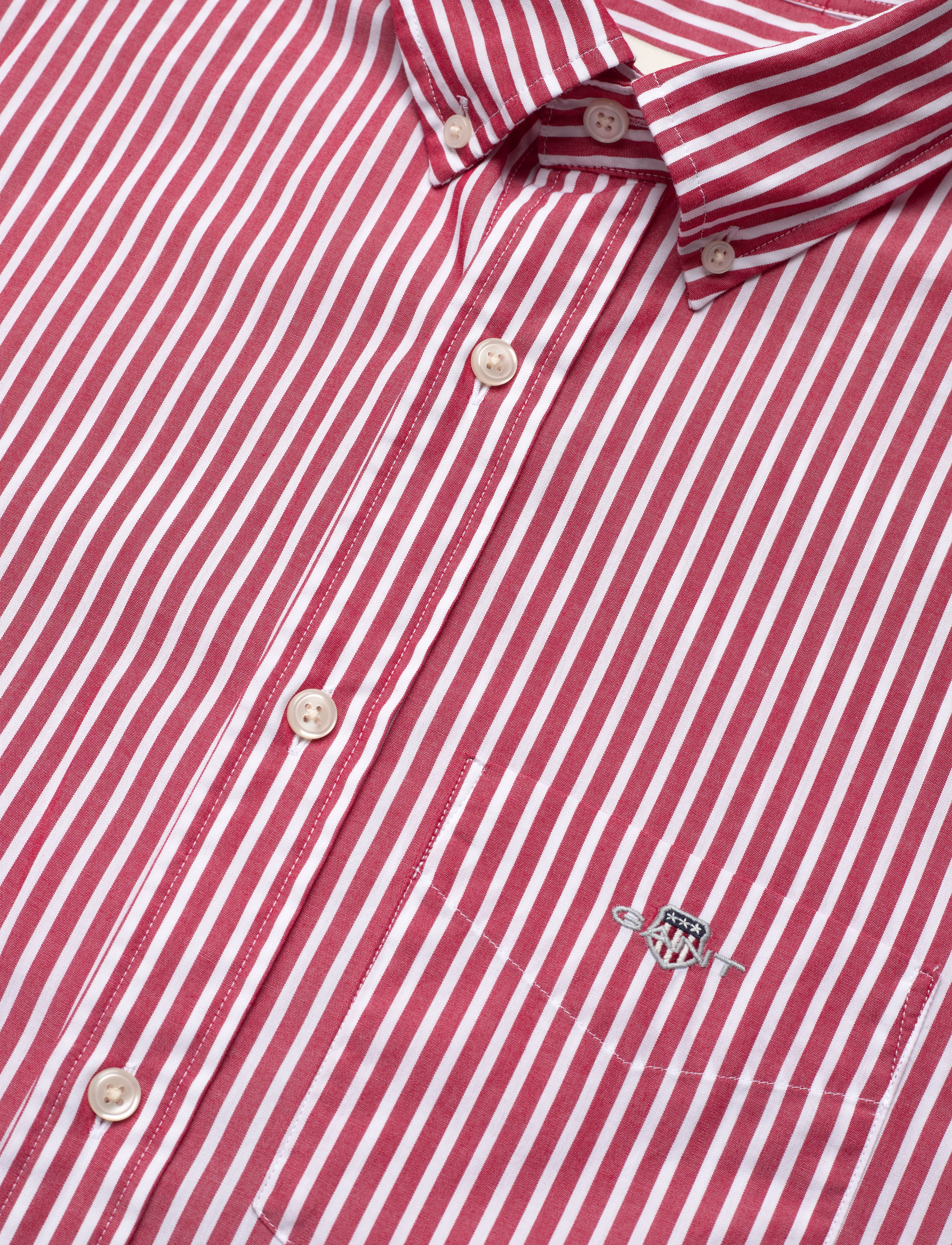 Gant - REG CLASSIC POPLIN STRIPE SHIRT - triibulised särgid - ruby red - 3