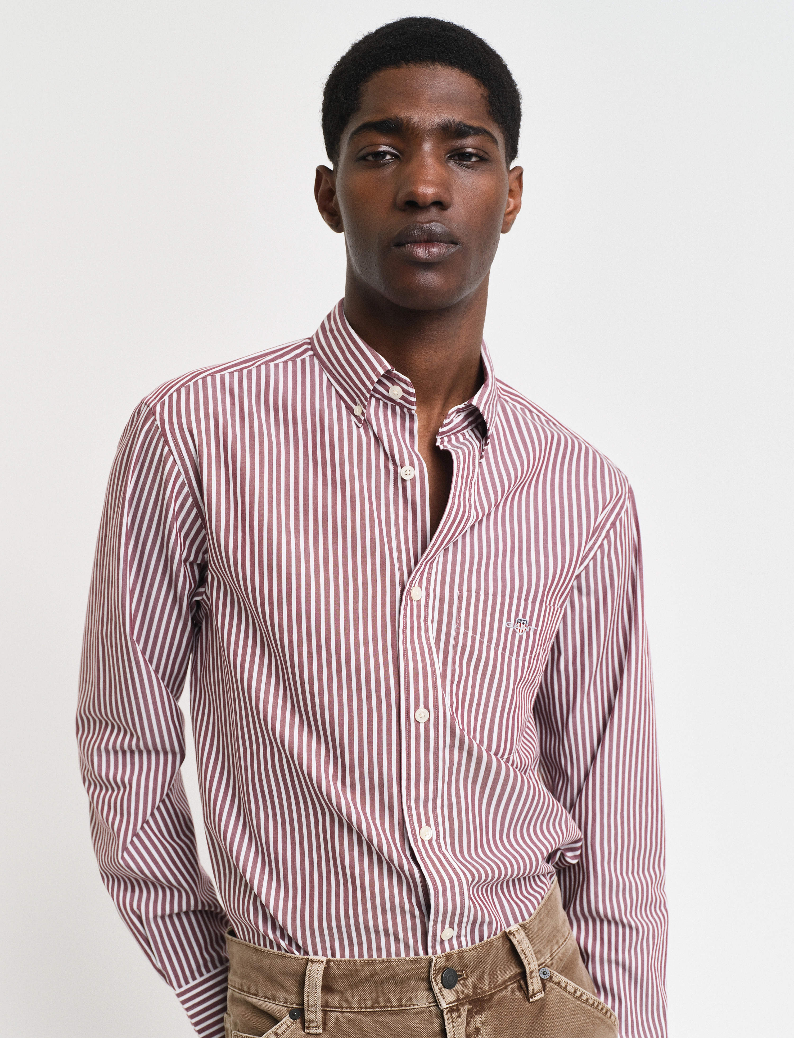 Gant - REG CLASSIC POPLIN STRIPE SHIRT - herren - wine red - 4