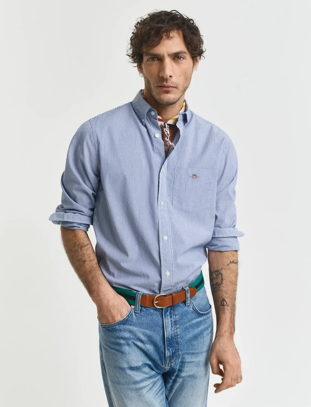 GANT - REG CLASSIC POPLIN BANKER SHIRT - basic shirts - college blue - 0