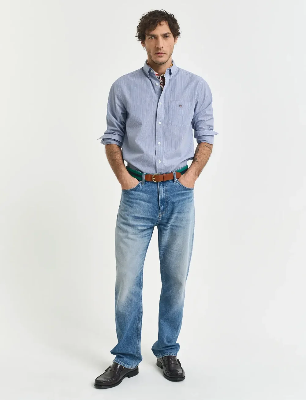 GANT - REG CLASSIC POPLIN BANKER SHIRT - basic shirts - college blue - 4