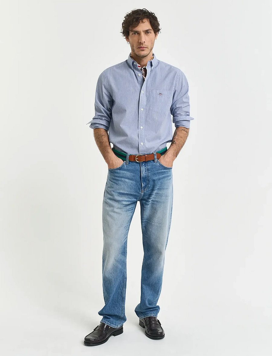 Gant - REG CLASSIC POPLIN BANKER SHIRT - casual skjorter - college blue - 4