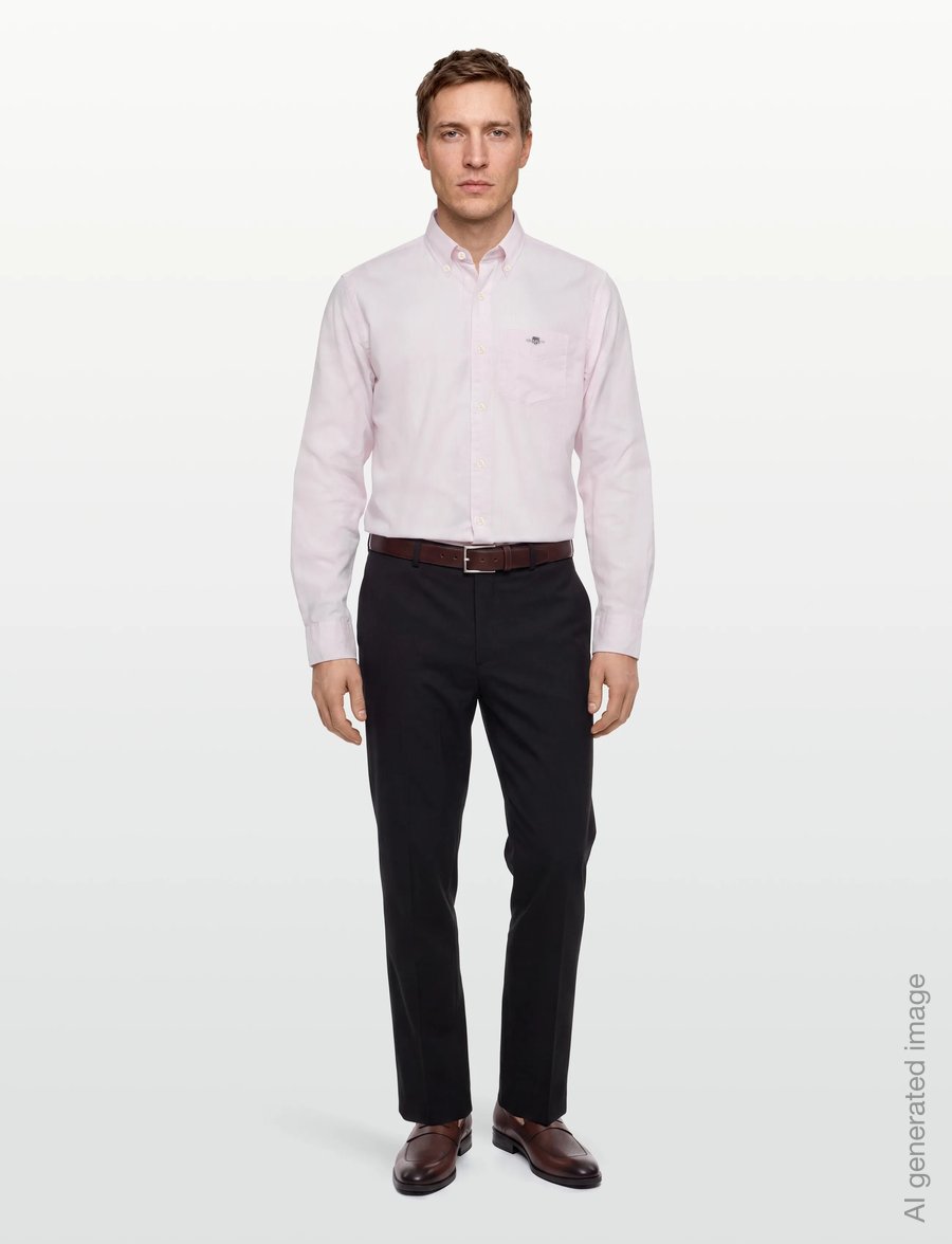 Gant - REG CLASSIC POPLIN BANKER SHIRT - casual skjortor - light pink - 0