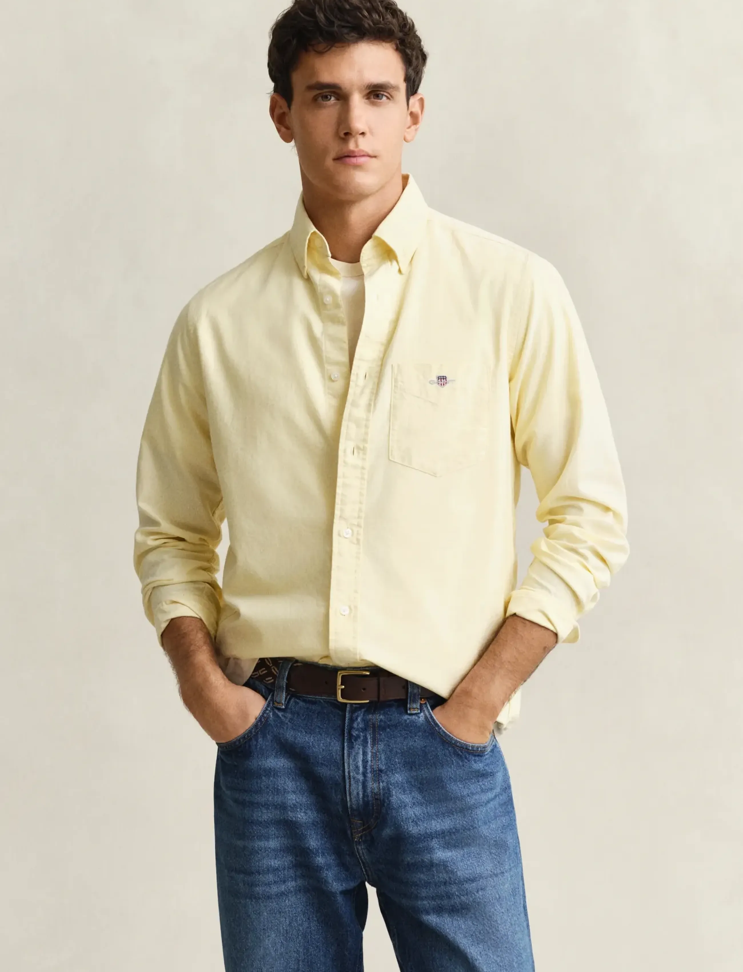 Gant REG CLASSIC OXFORD SHIRT - Gant - LIGHT MUSTARD YELLOW / yellow