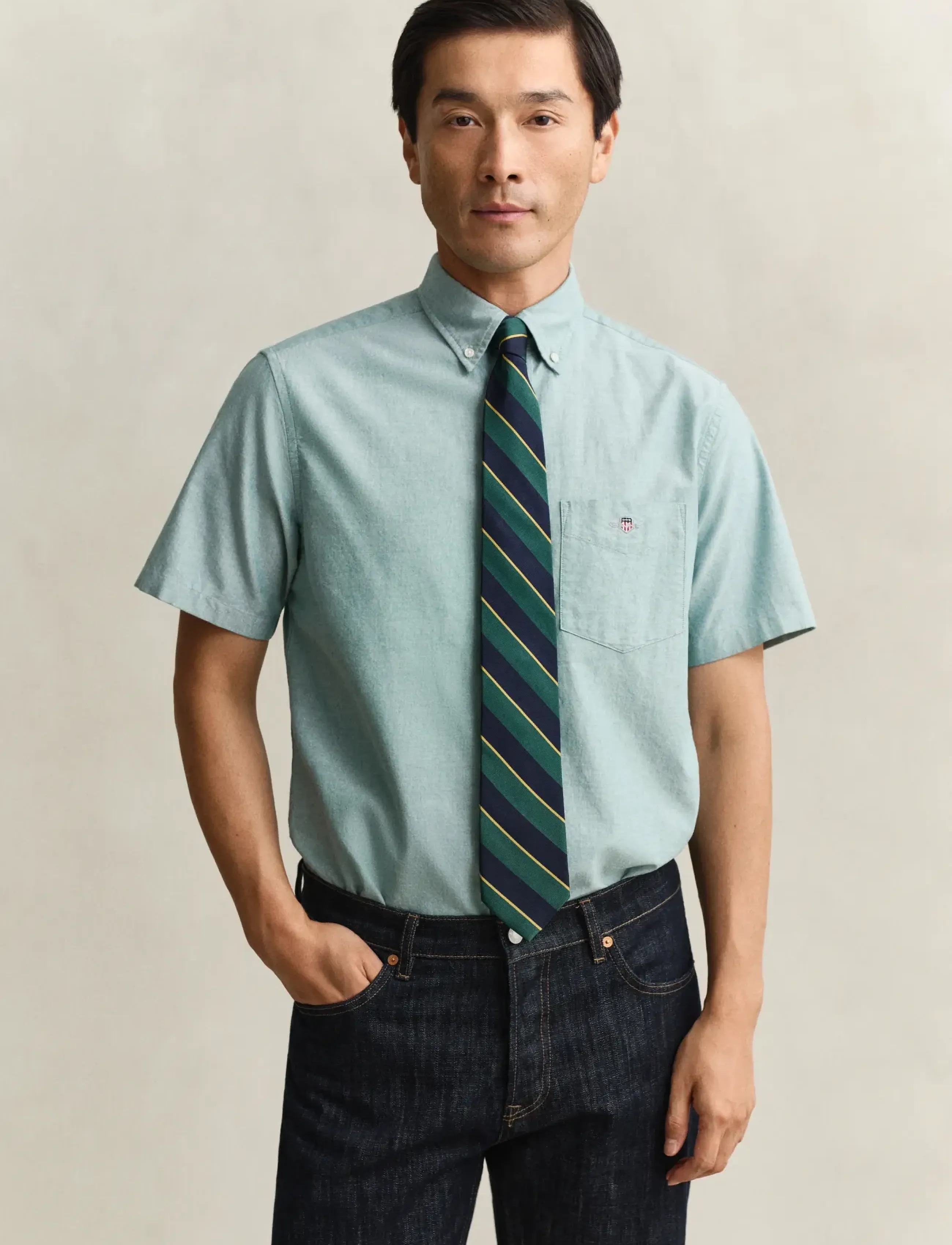 GANT REG CLASSIC OXFORD SS SHIRT - Särgid - BOTANICAL HUE / green