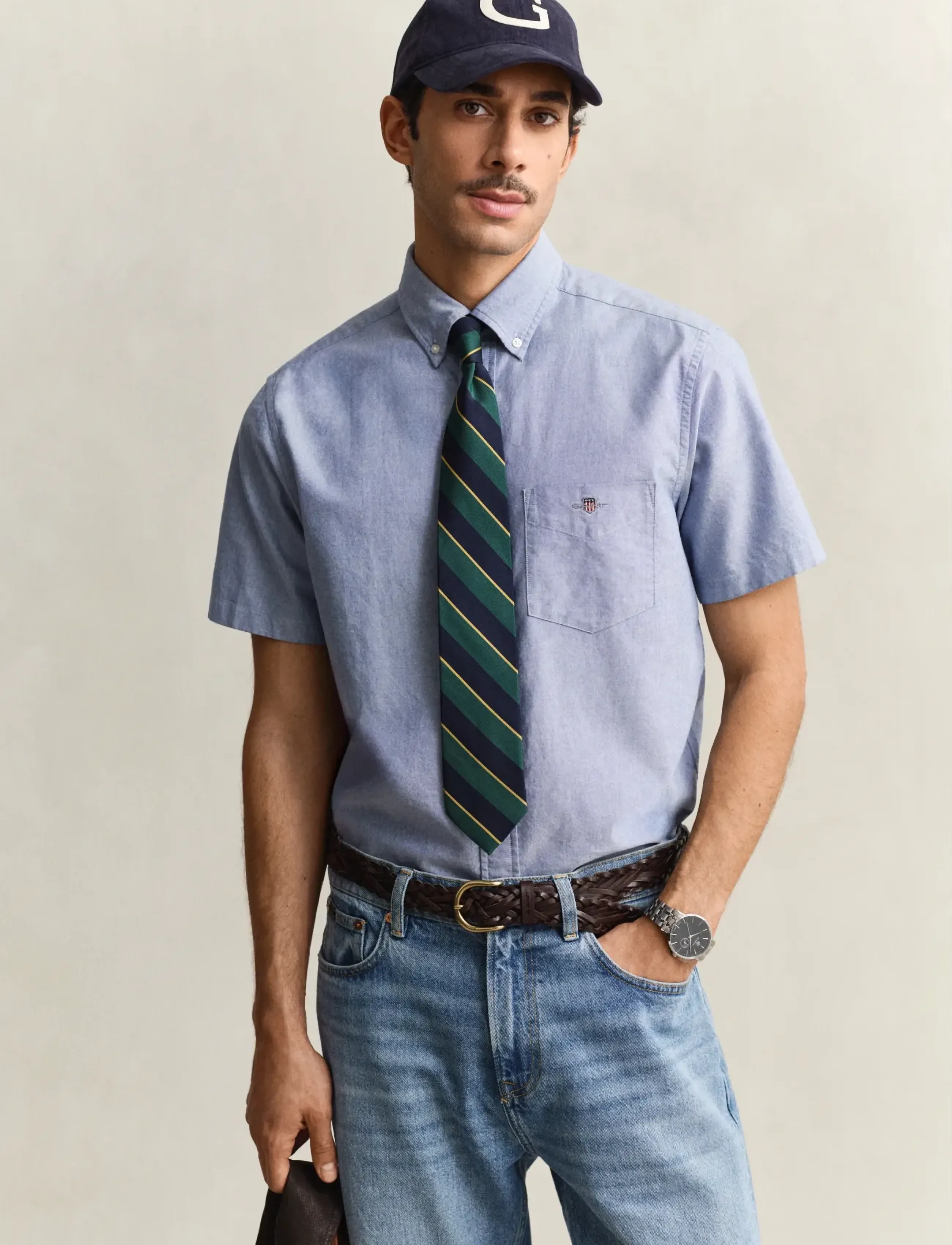 GANT REG CLASSIC OXFORD SS SHIRT - Nyheter - COLLEGE BLUE / blue
