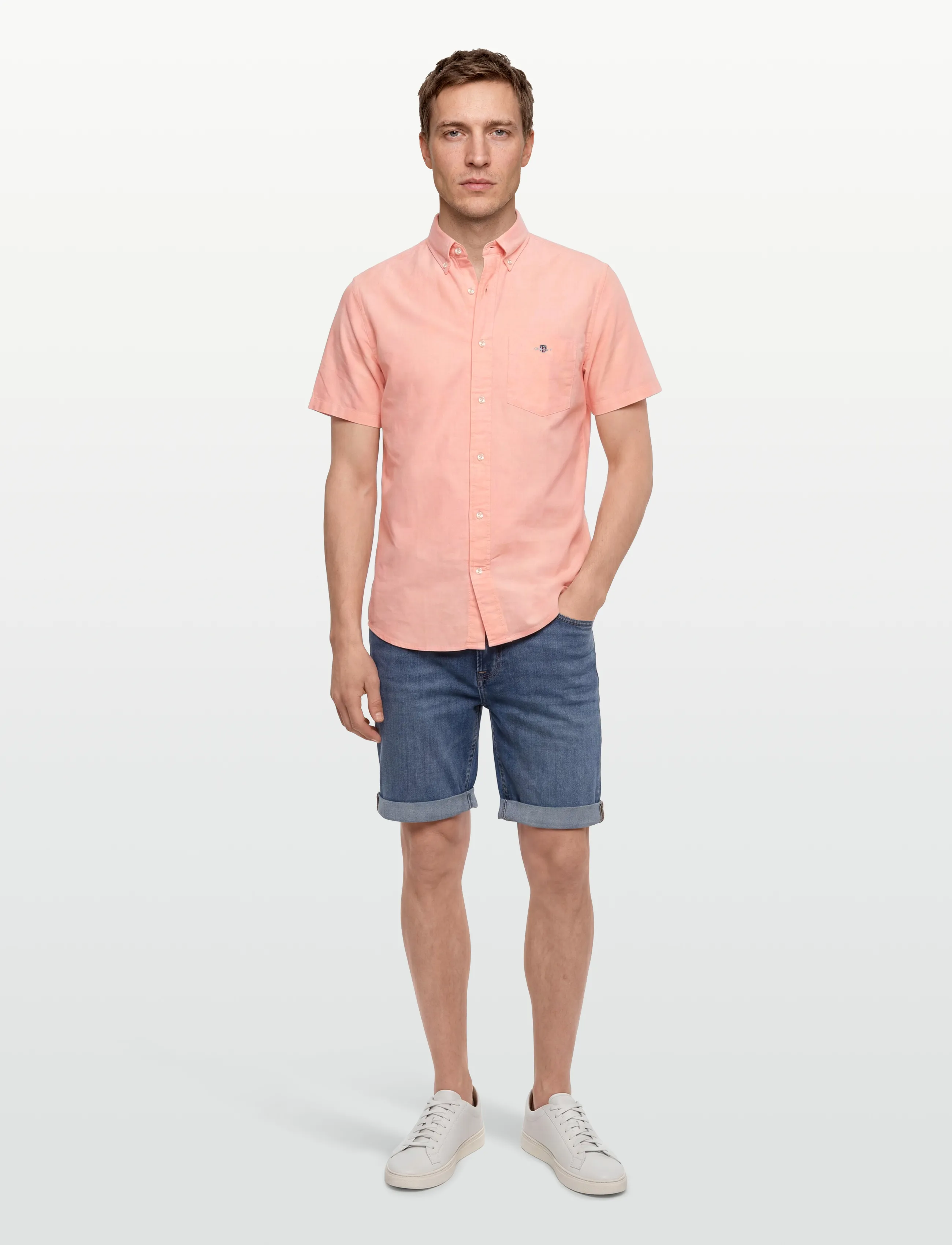 Gant REG CLASSIC OXFORD SS SHIRT - Skjortor - PEACHY ORANGE / pink/rose