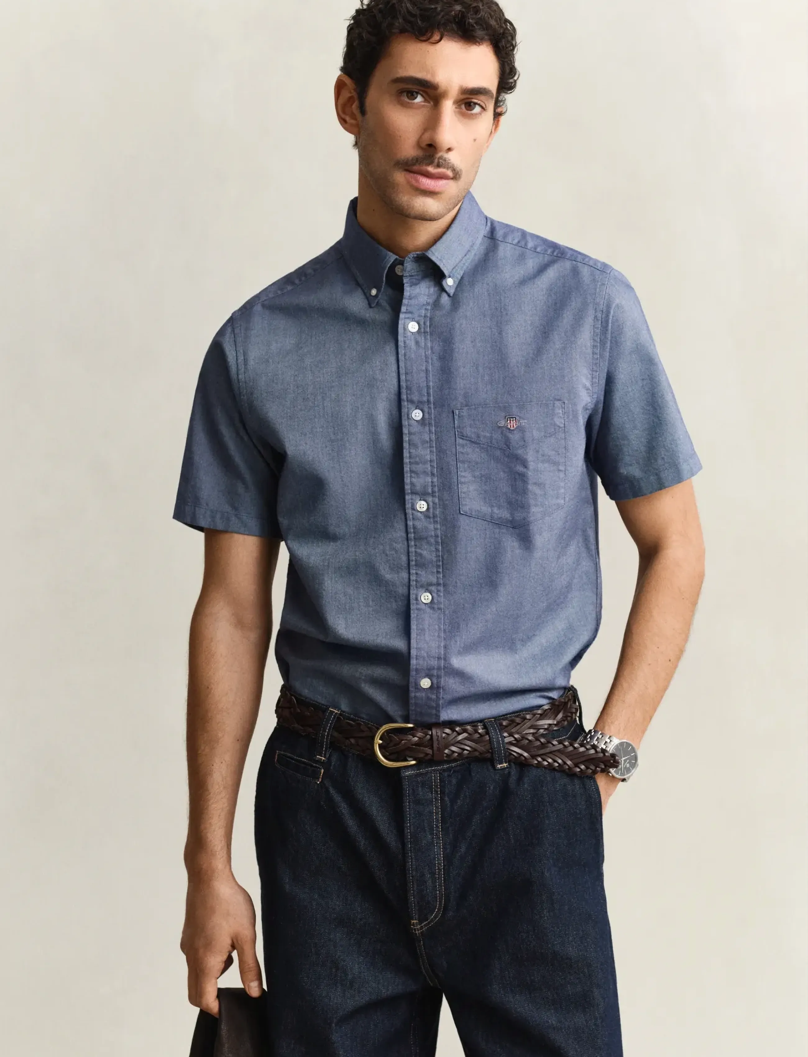 Gant Reg Oxford Ss Shirt, S, Shirts, Blau - Short-sleeved, Männerswear