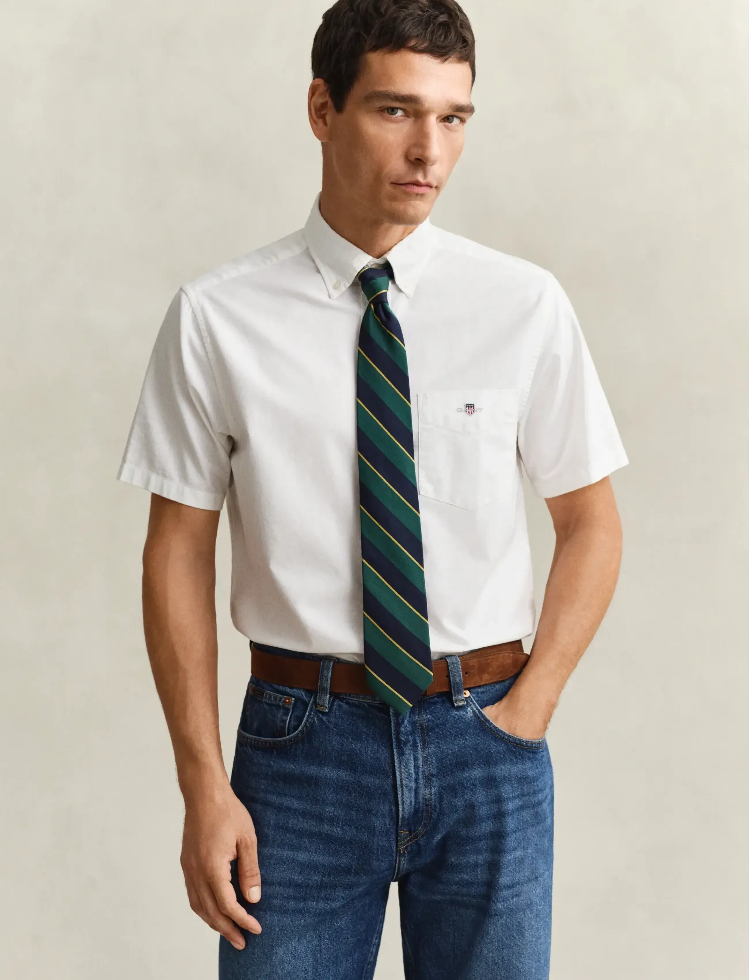 Gant REG CLASSIC OXFORD SS SHIRT - Skjorter - WHITE / white