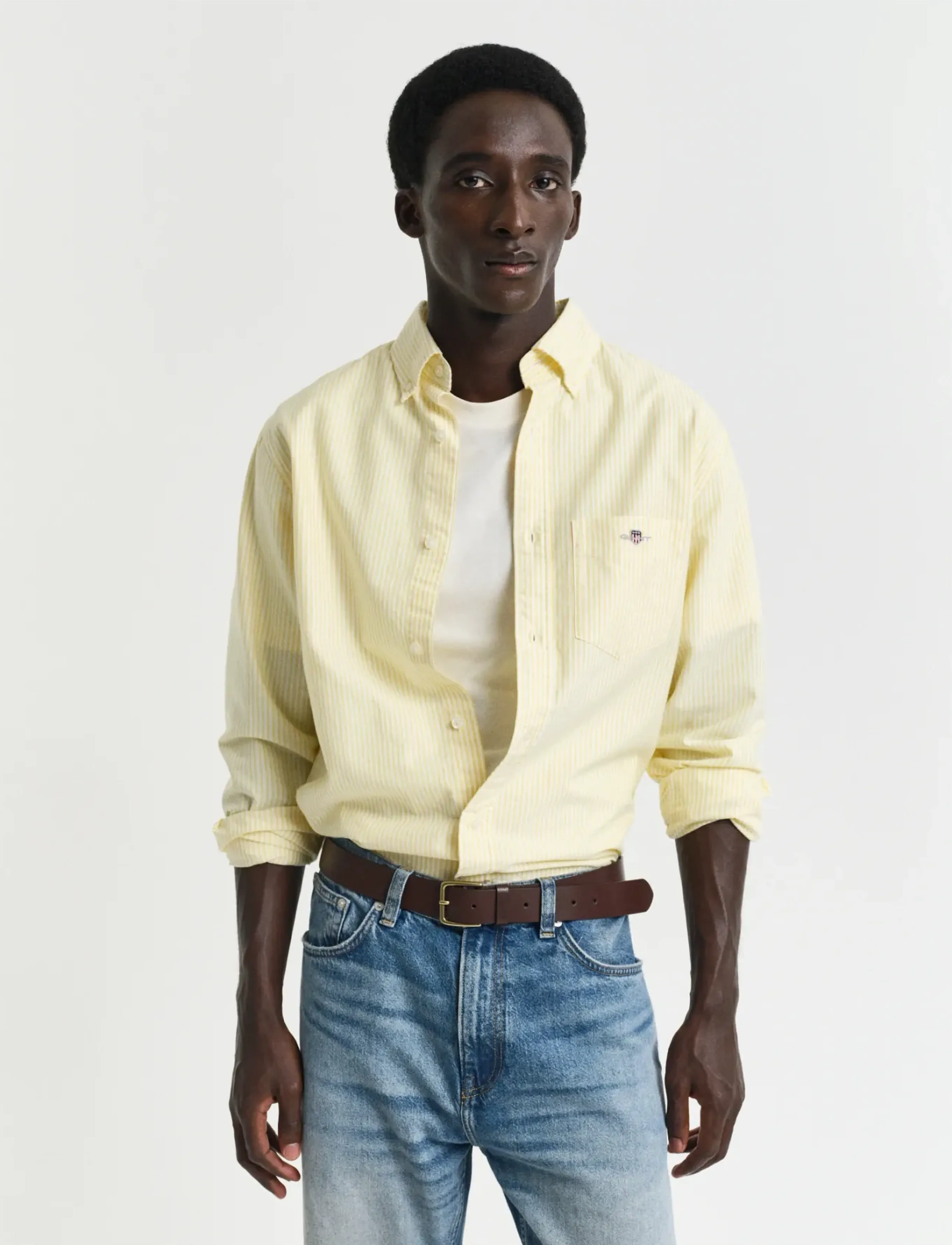 Gant REG CLASSIC OXFORD STRIPE SHIRT - Skjorter - BANANA YELLOW / yellow