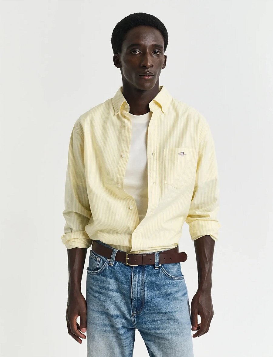 Gant - REG CLASSIC OXFORD STRIPE SHIRT - oxford skjorter - banana yellow - 0