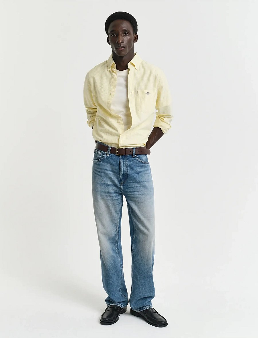 Gant - REG CLASSIC OXFORD STRIPE SHIRT - oxford skjorter - banana yellow - 5