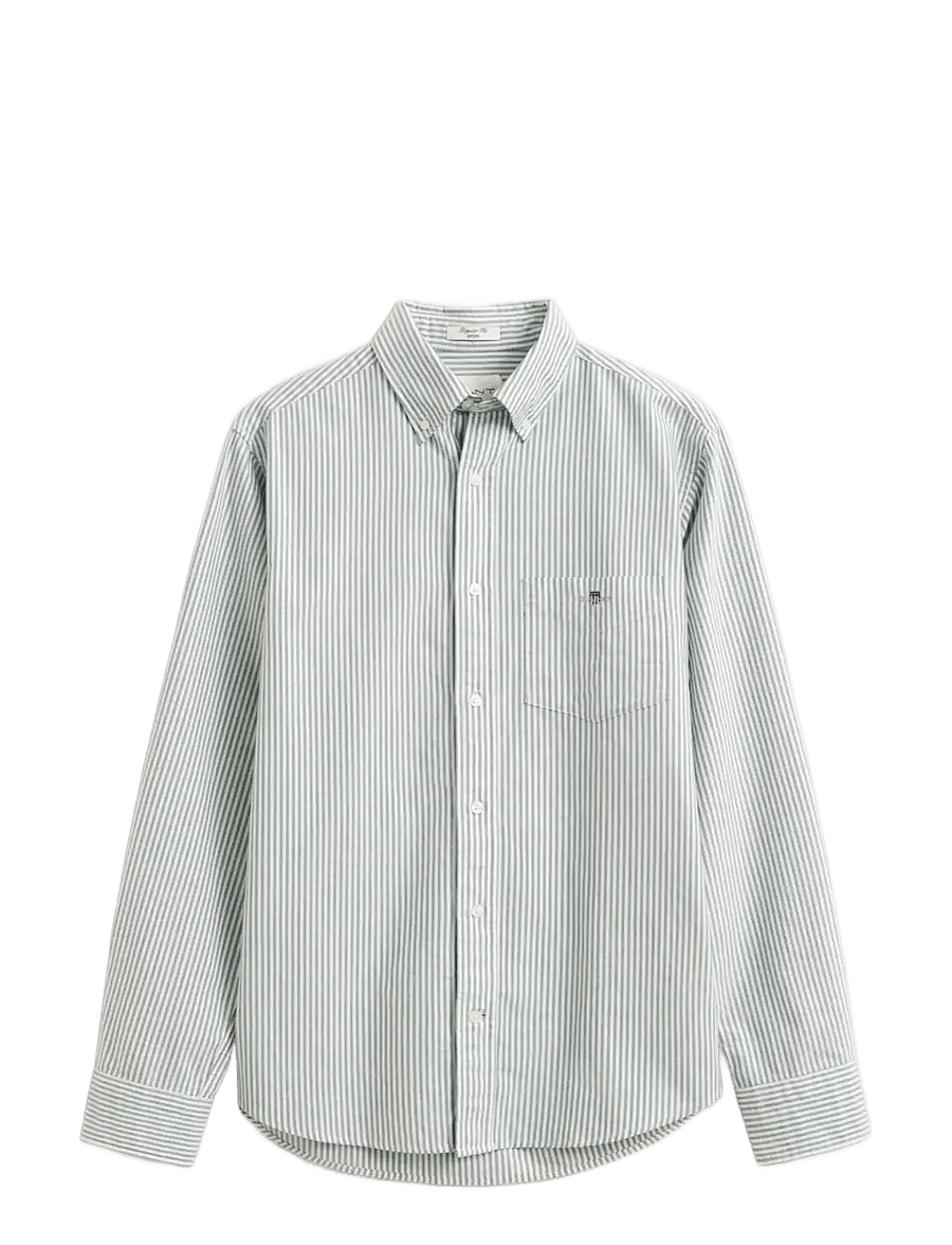 Gant - REG CLASSIC OXFORD STRIPE SHIRT - oxford skjorter - dark emerald - 1