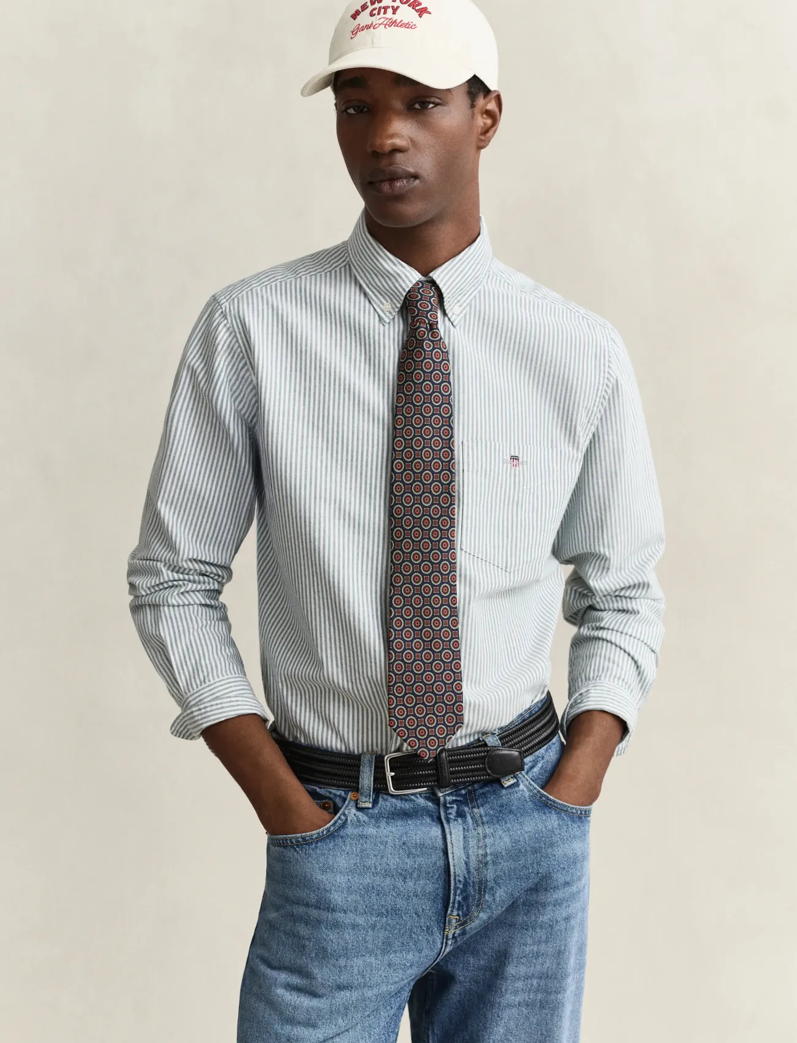 Gant REG CLASSIC OXFORD STRIPE SHIRT - Oxford shirts - DARK EMERALD / green
