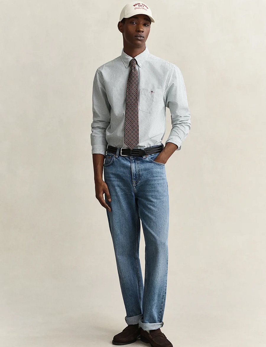 Gant - REG CLASSIC OXFORD STRIPE SHIRT - oxford skjorter - dark emerald - 4