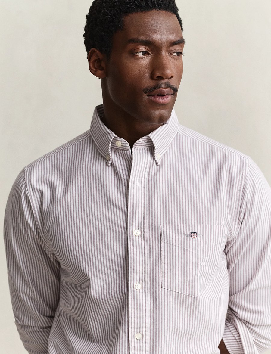 Gant - REG CLASSIC OXFORD STRIPE SHIRT - oxford-skjortor - deep grape wine - 3