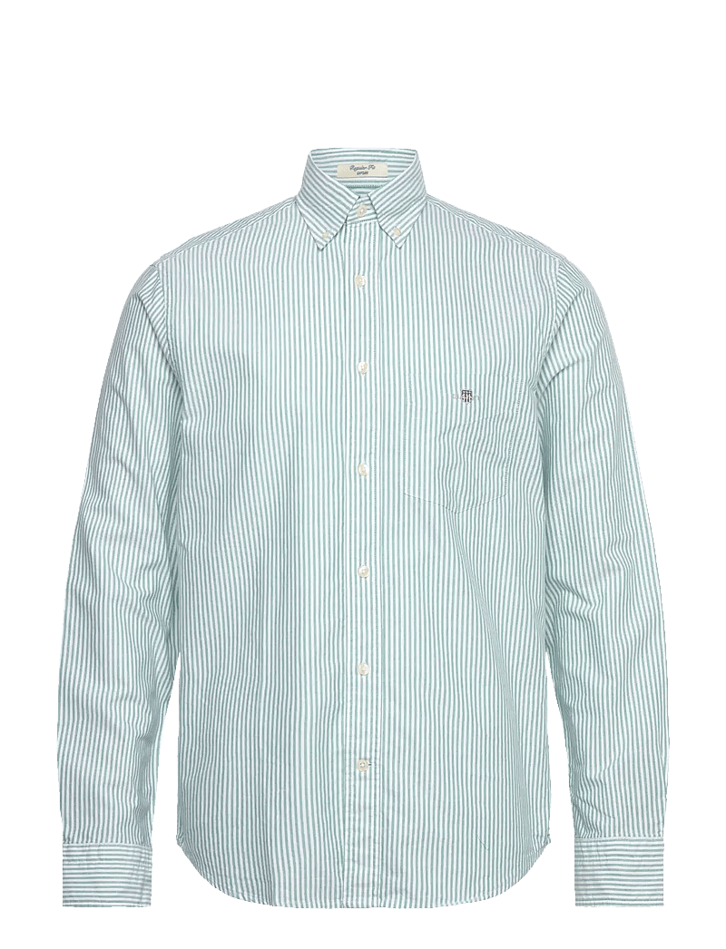 GANT - REG CLASSIC OXFORD STRIPE SHIRT - striped shirts - deep green - 1