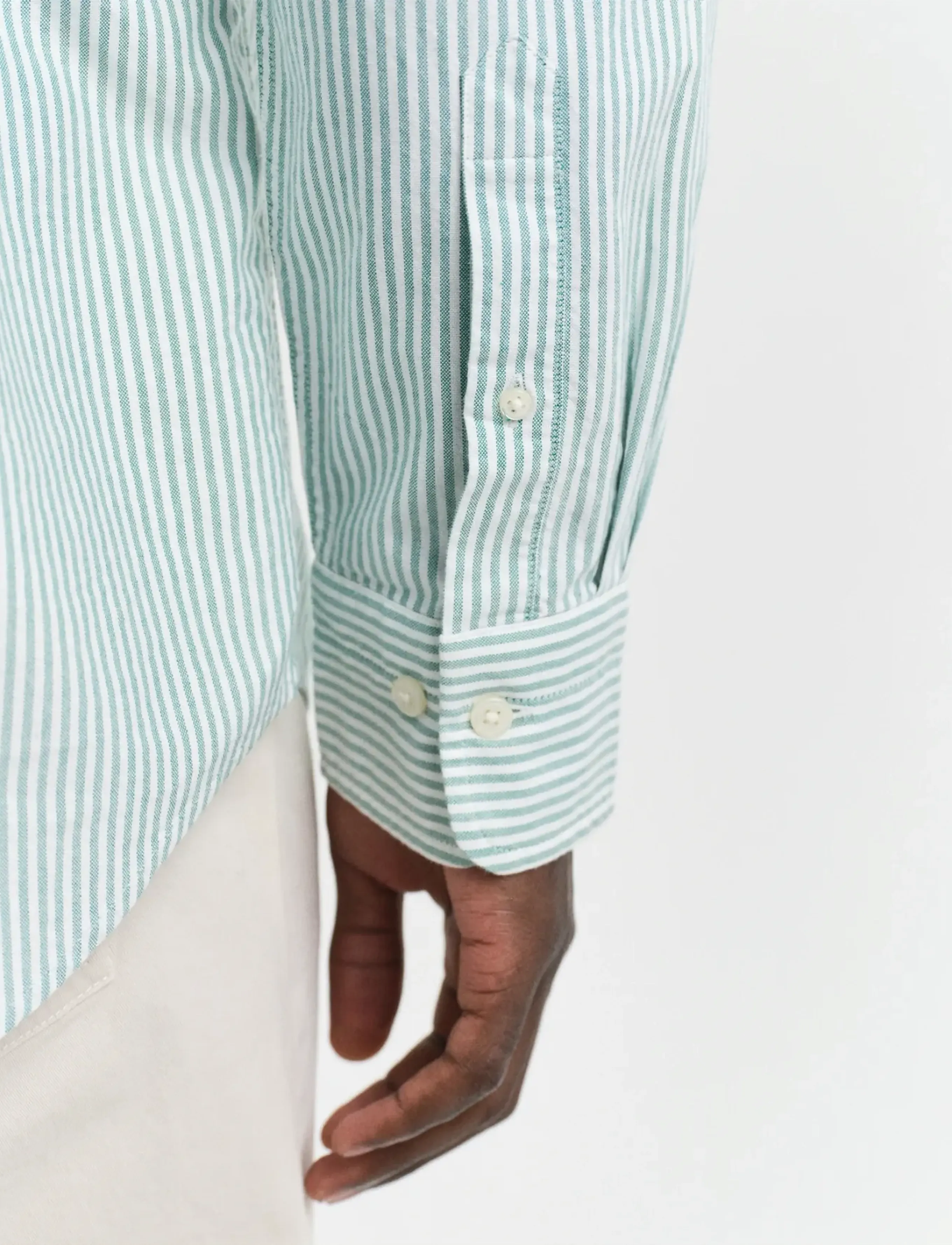 Gant - REG CLASSIC OXFORD STRIPE SHIRT - oxford skjorter - deep green - 4