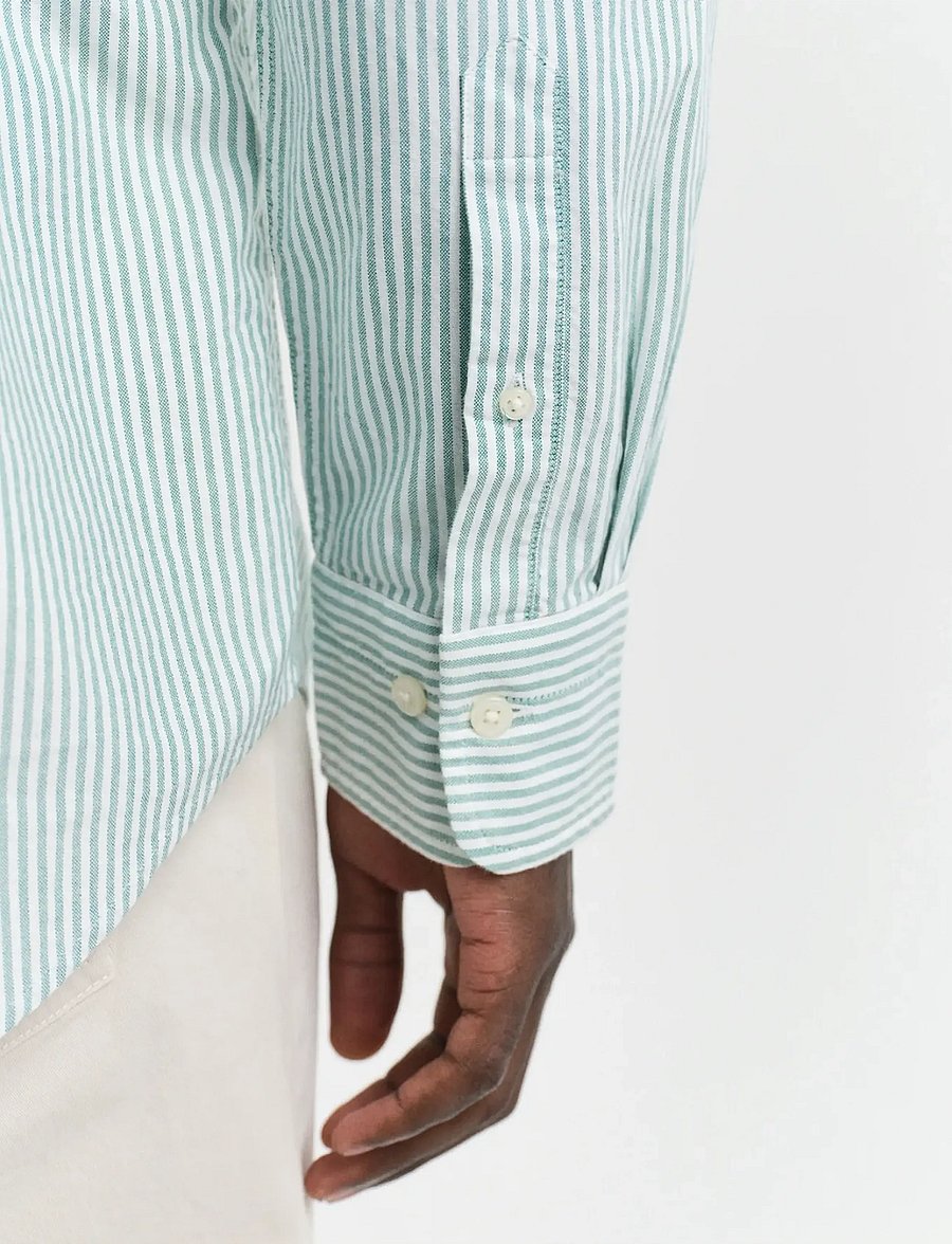 Gant - REG CLASSIC OXFORD STRIPE SHIRT - oxford skjorter - deep green - 4