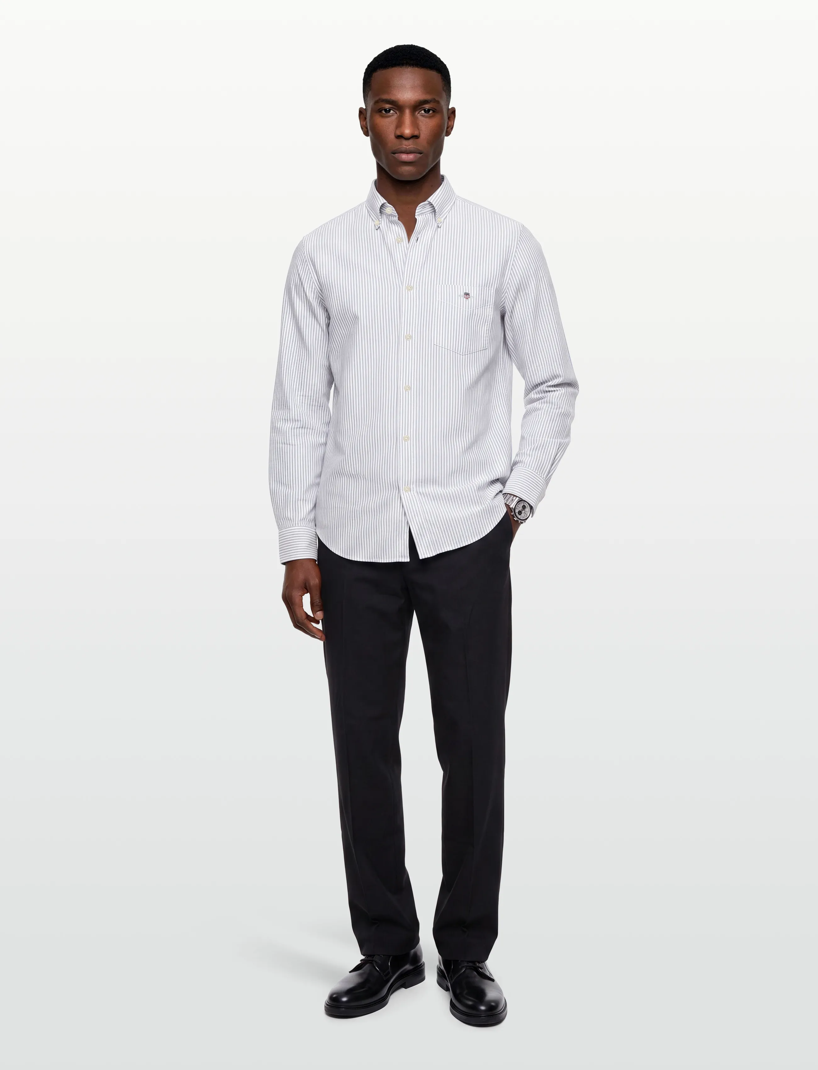 Gant REG CLASSIC OXFORD STRIPE SHIRT - Skjortor - FADED TAUPE / grey