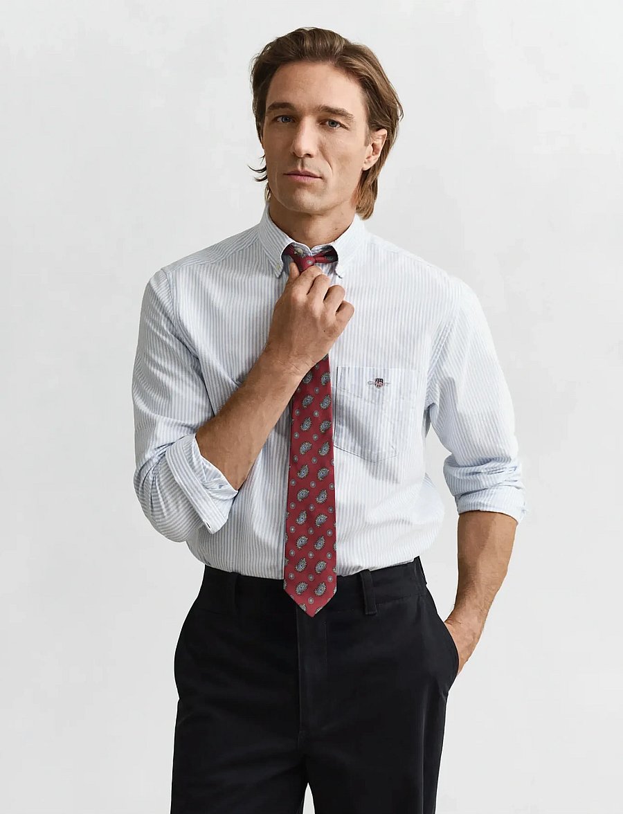 Gant - REG OXFORD BANKER STRIPE SHIRT - oxford shirts - light blue - 0