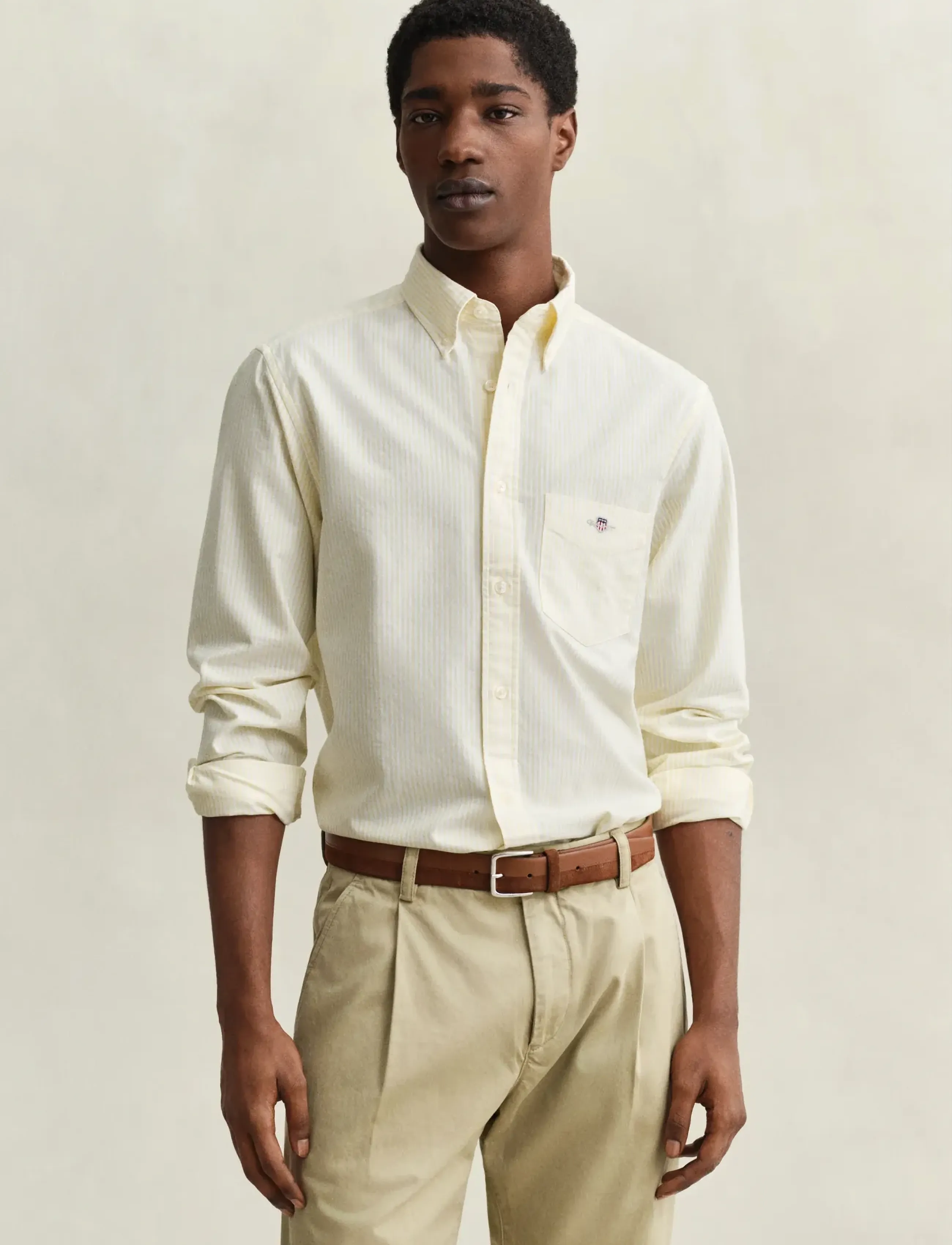 Gant REG CLASSIC OXFORD STRIPE SHIRT - Skjorter - LIGHT MUSTARD YELLOW / multi