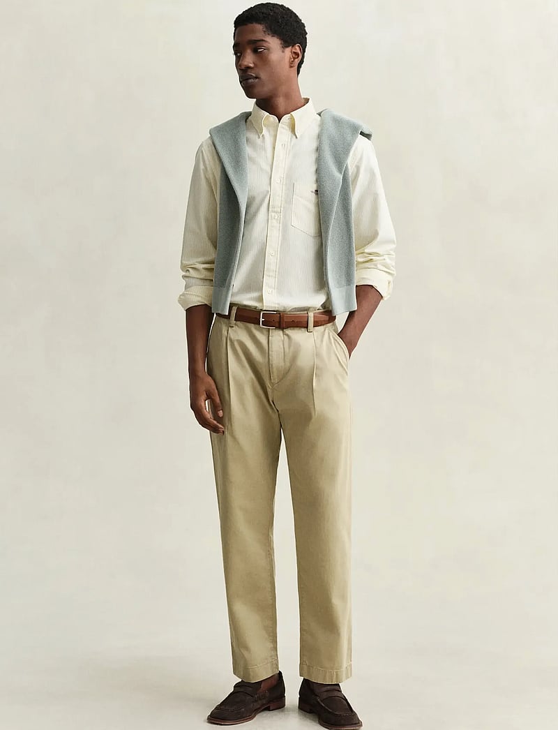 GANT - REG CLASSIC OXFORD STRIPE SHIRT - randiga skjortor - light mustard yellow - 5