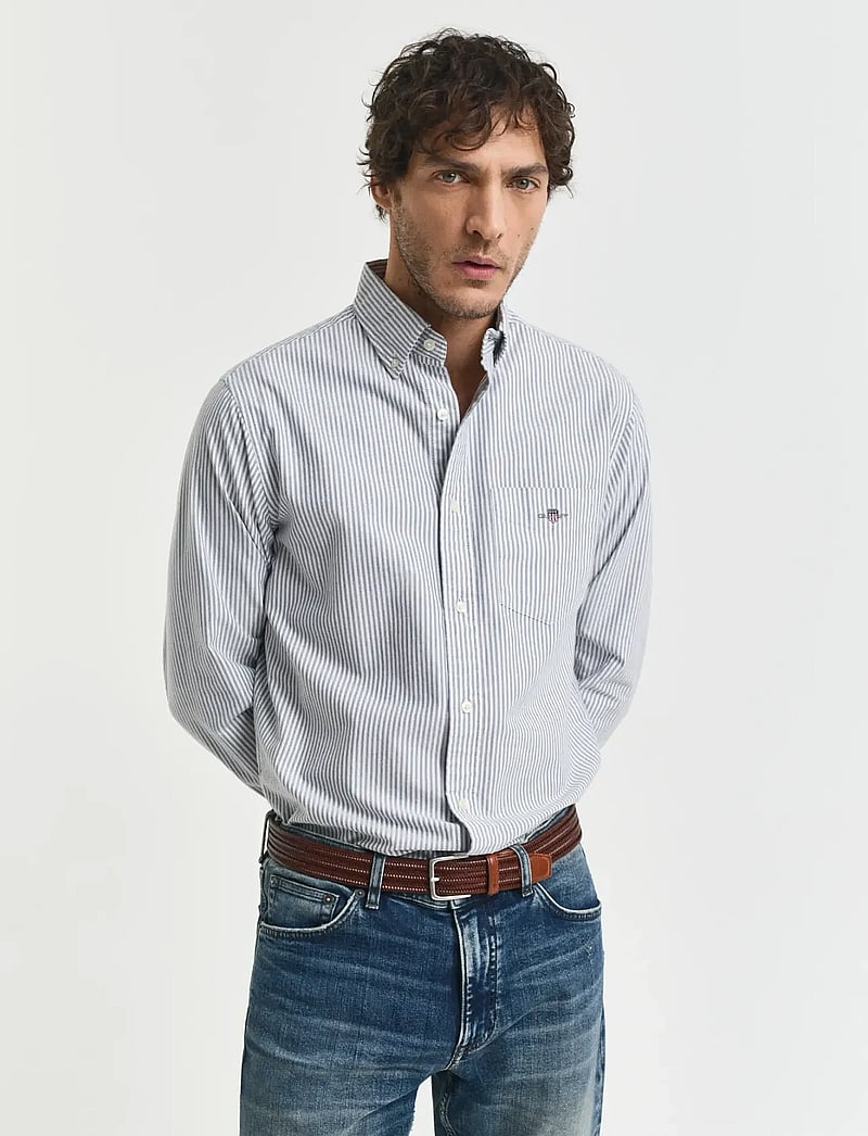 GANT - REG CLASSIC OXFORD STRIPE SHIRT - triibulised särgid - persian blue - 0