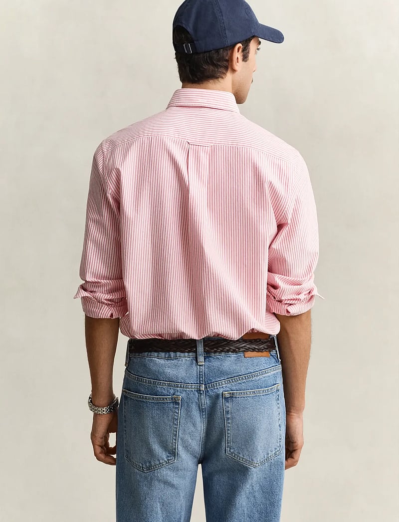 GANT - REG CLASSIC OXFORD STRIPE SHIRT - röndóttar skyrtur - rose red - 3