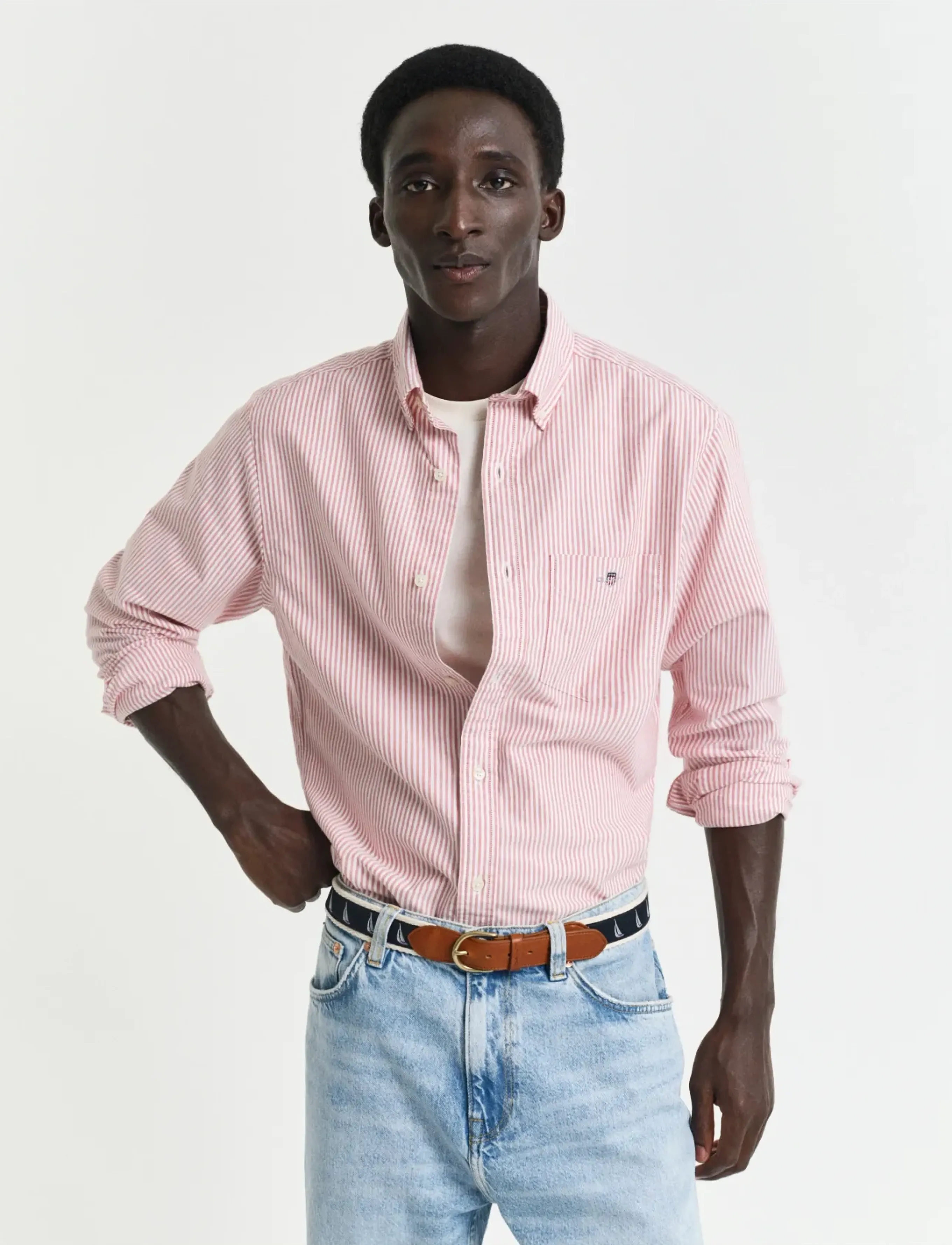 GANT REG CLASSIC OXFORD STRIPE SHIRT - Skjorter - RUBY RED / pink/rose