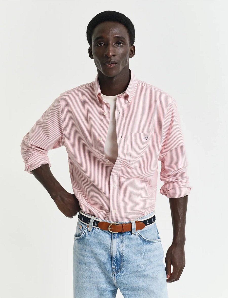 Gant - REG CLASSIC OXFORD STRIPE SHIRT - oxford skjorter - ruby red - 0