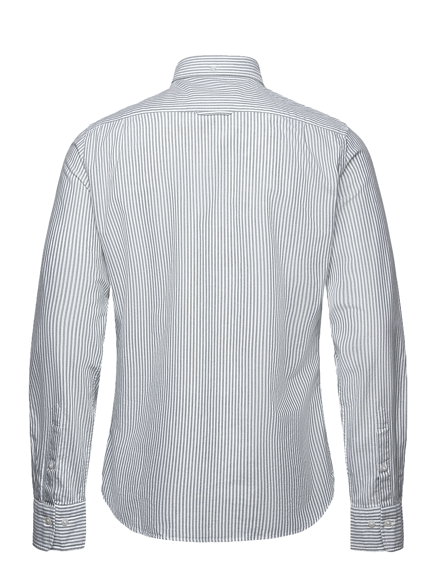 Gant - SLIM CLASSIC OXFORD STRIPE SHIRT - randiga skjortor - forest green - 1