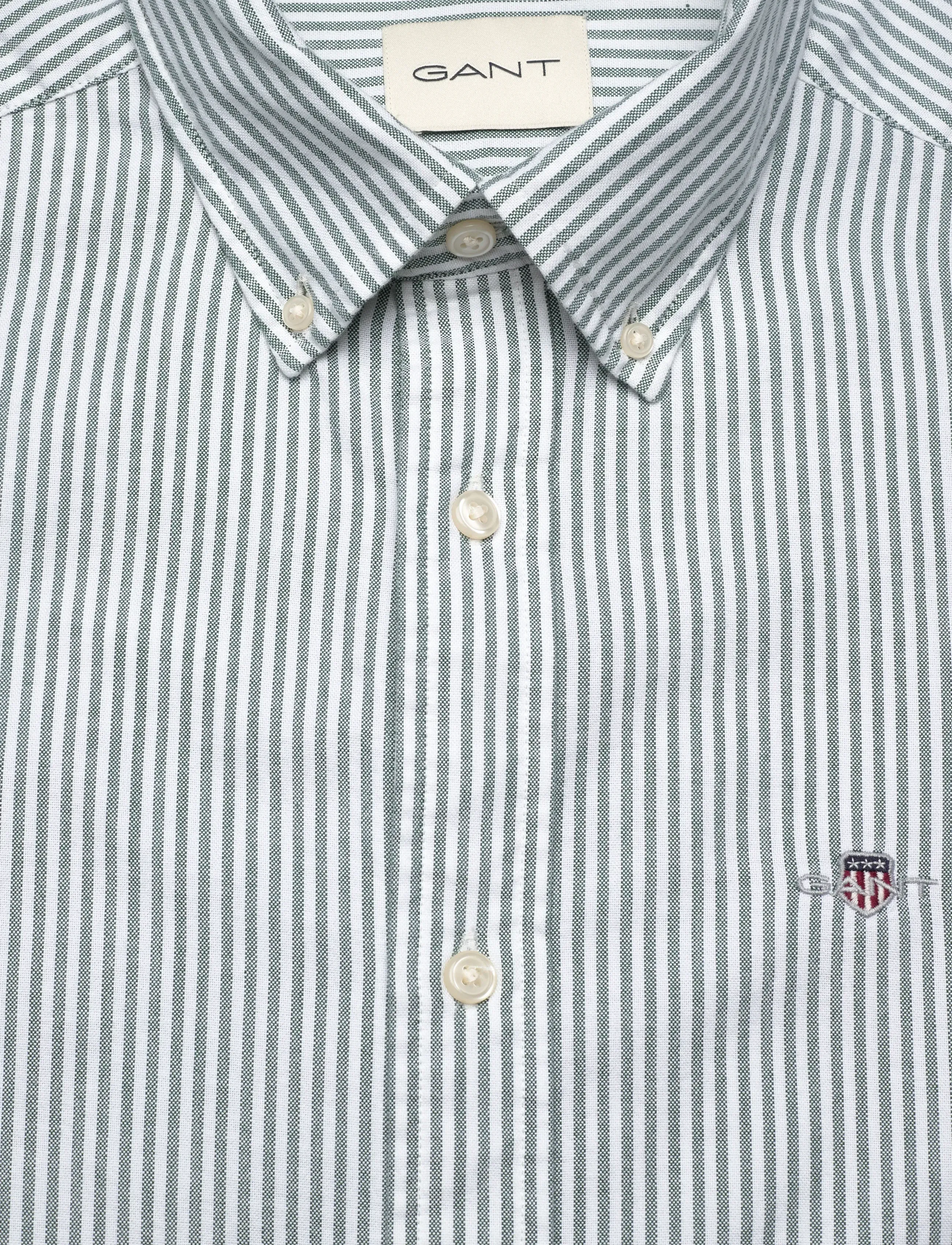 Gant - SLIM CLASSIC OXFORD STRIPE SHIRT - stribede skjorter - forest green - 2