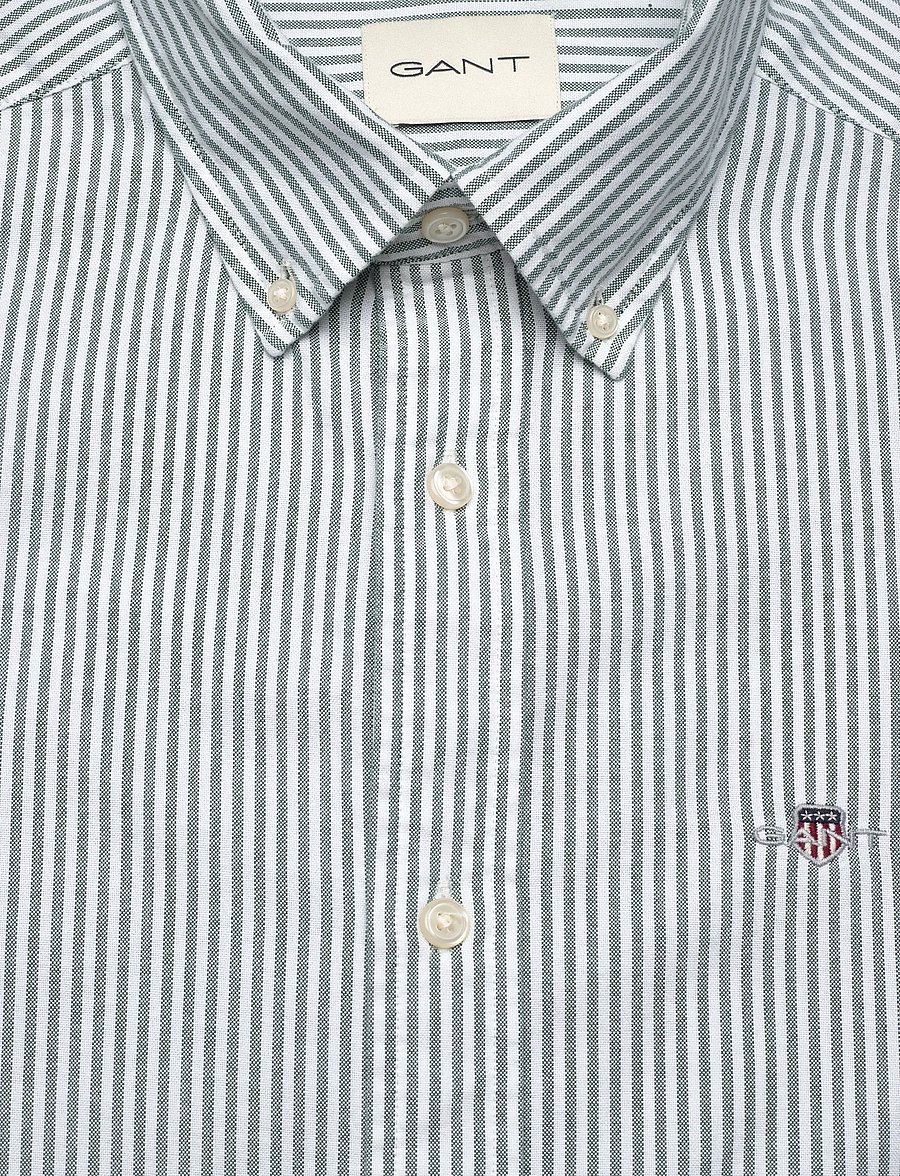 Gant - SLIM CLASSIC OXFORD STRIPE SHIRT - randiga skjortor - forest green - 2
