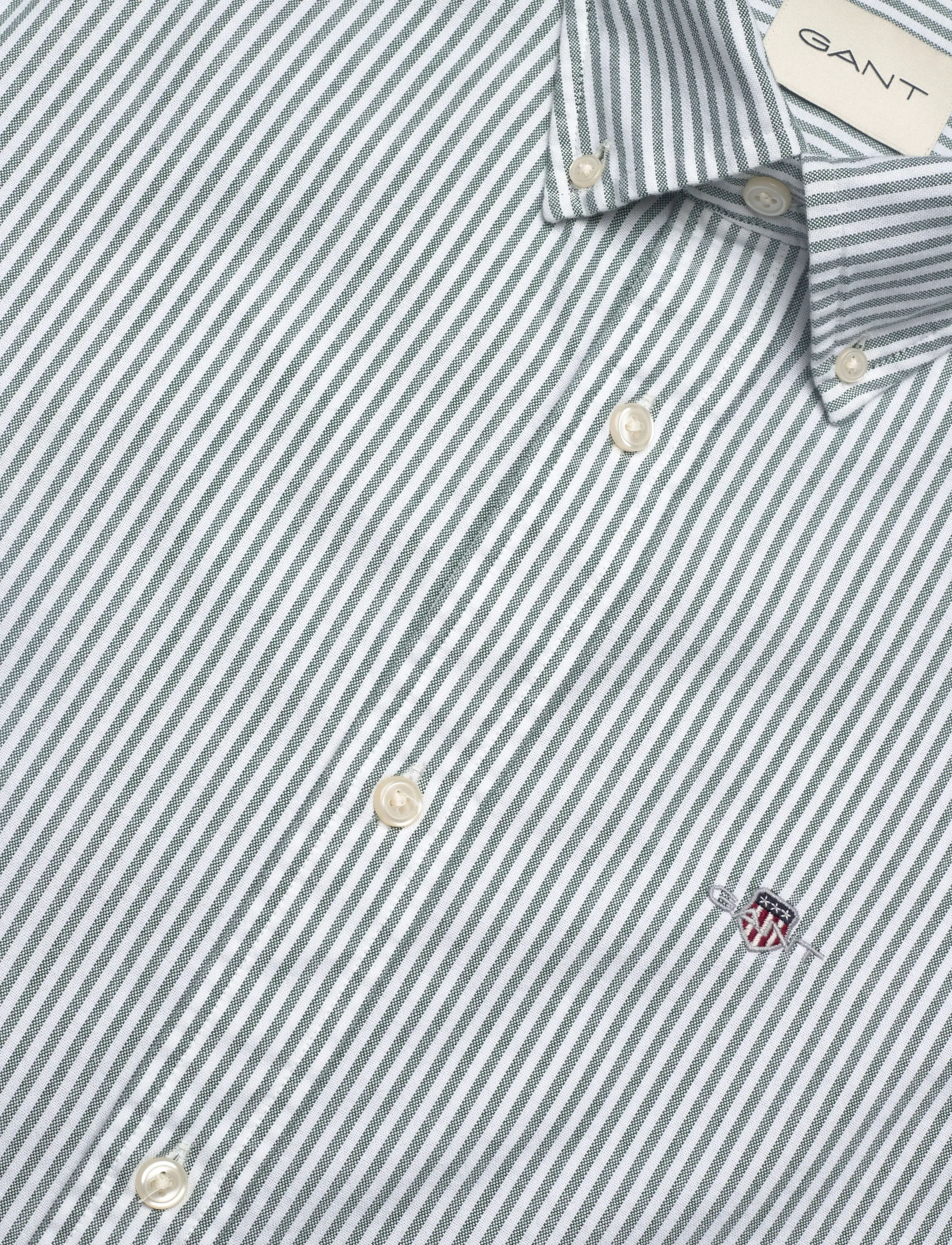 Gant - SLIM CLASSIC OXFORD STRIPE SHIRT - stribede skjorter - forest green - 3