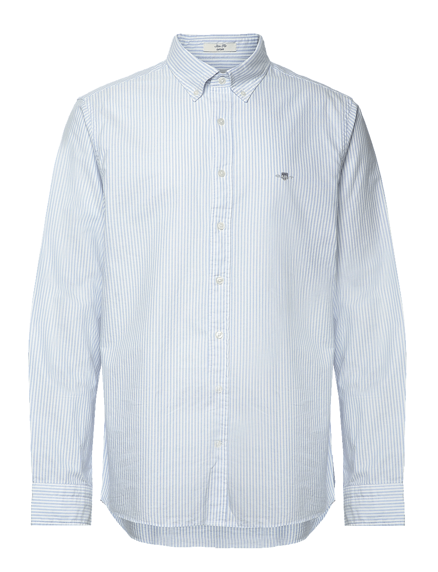 Gant - SLIM CLASSIC OXFORD STRIPE SHIRT - stribede skjorter - light blue - 1