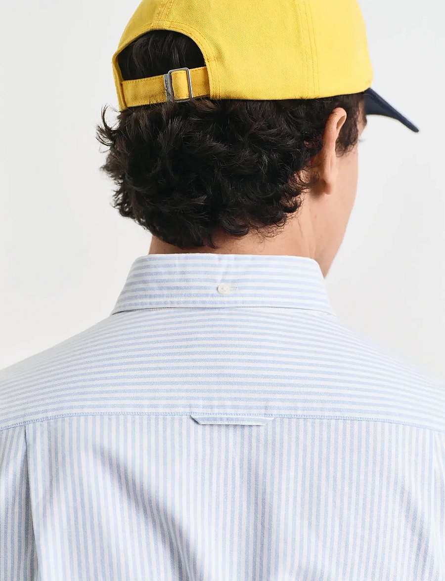 Gant - SLIM CLASSIC OXFORD STRIPE SHIRT - stribede skjorter - light blue - 4