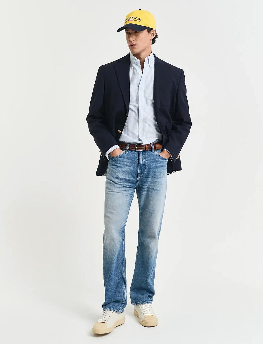 Gant - SLIM CLASSIC OXFORD STRIPE SHIRT - stribede skjorter - light blue - 5