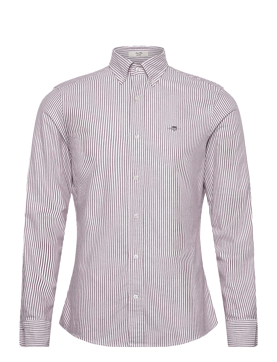 Gant - SLIM CLASSIC OXFORD STRIPE SHIRT - randiga skjortor - plumped red - 0