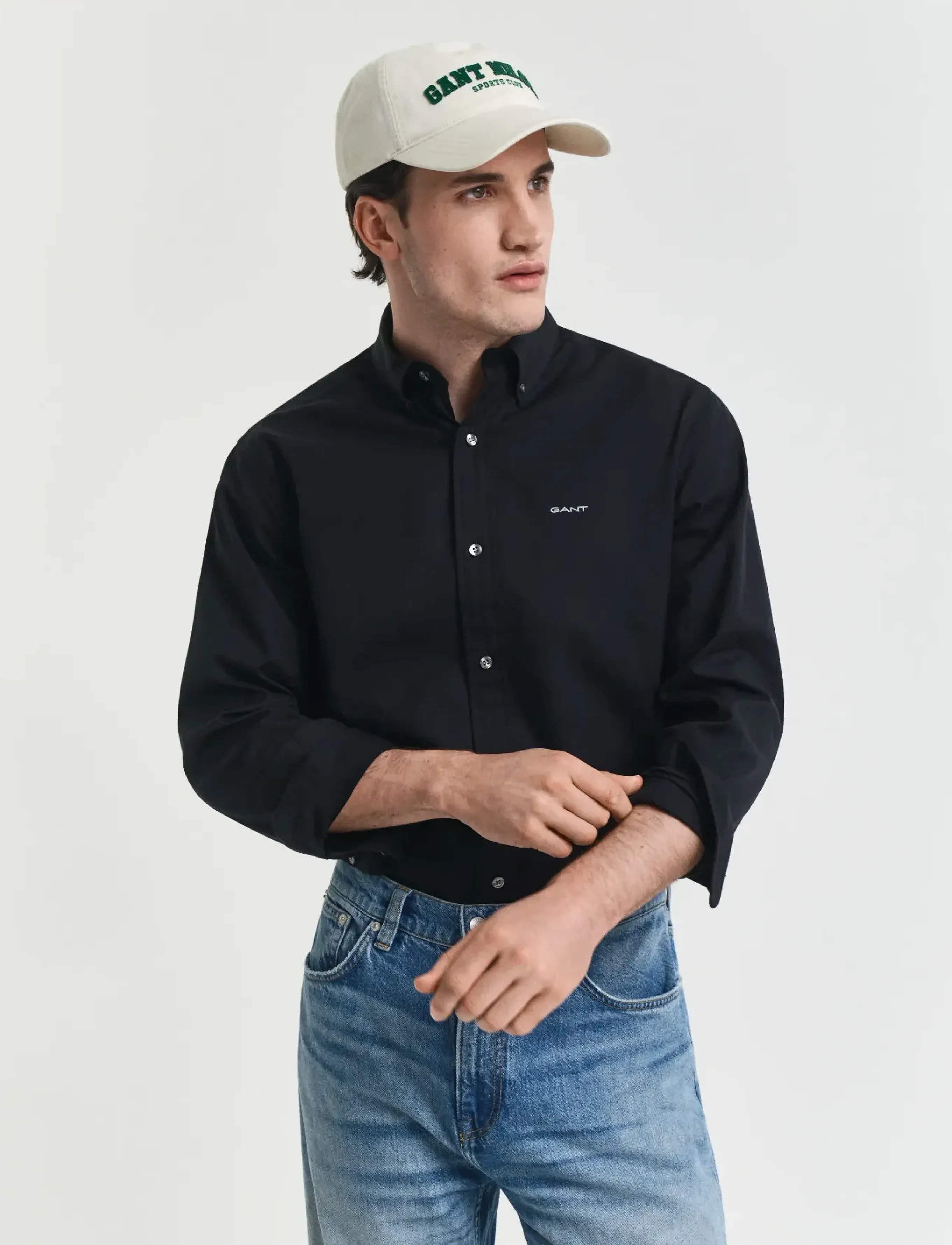 Gant REG PINPOINT OXFORD SHIRT - Skjorter - BLACK / black