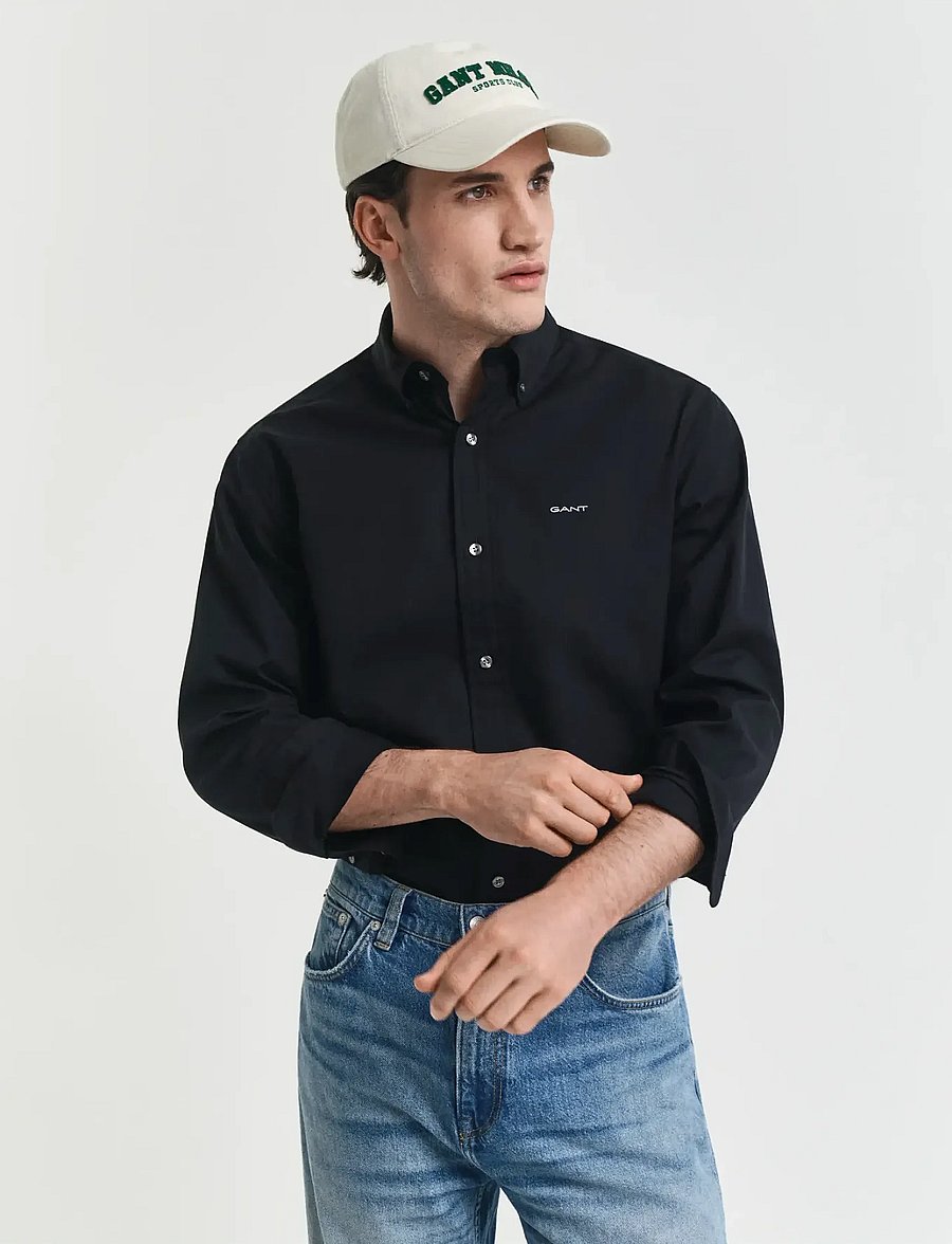 Gant - REG PINPOINT OXFORD SHIRT - oksfordo marškiniai - black - 0