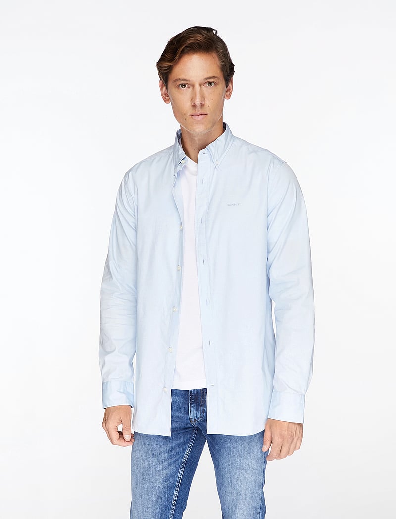 GANT - REG PINPOINT OXFORD SHIRT - basic skjortor - light blue - 0