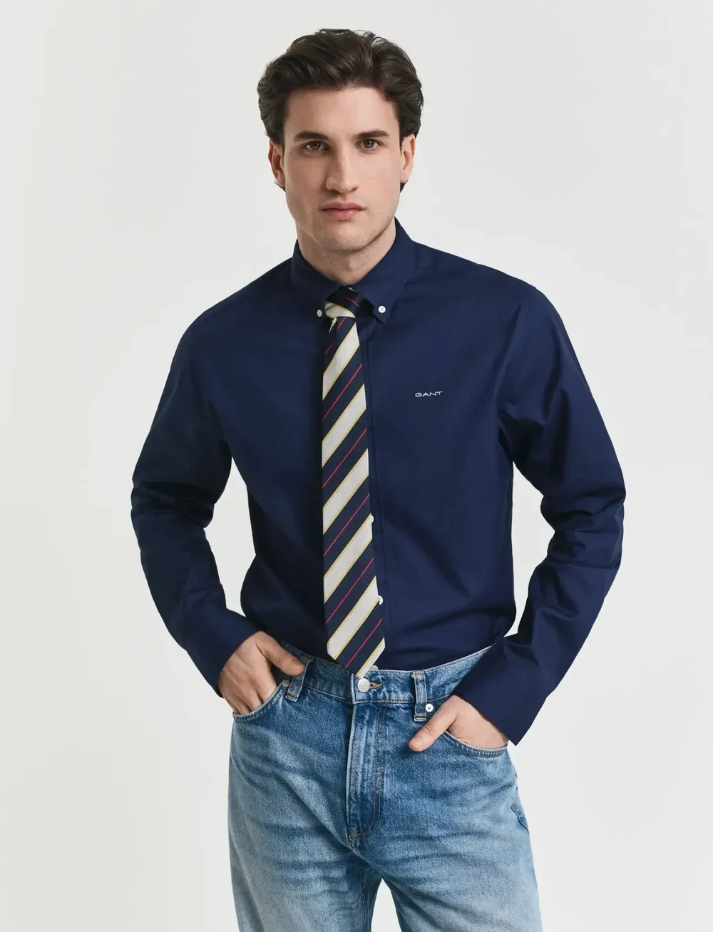 GANT - REG PINPOINT OXFORD SHIRT - basic skjortor - marine - 0