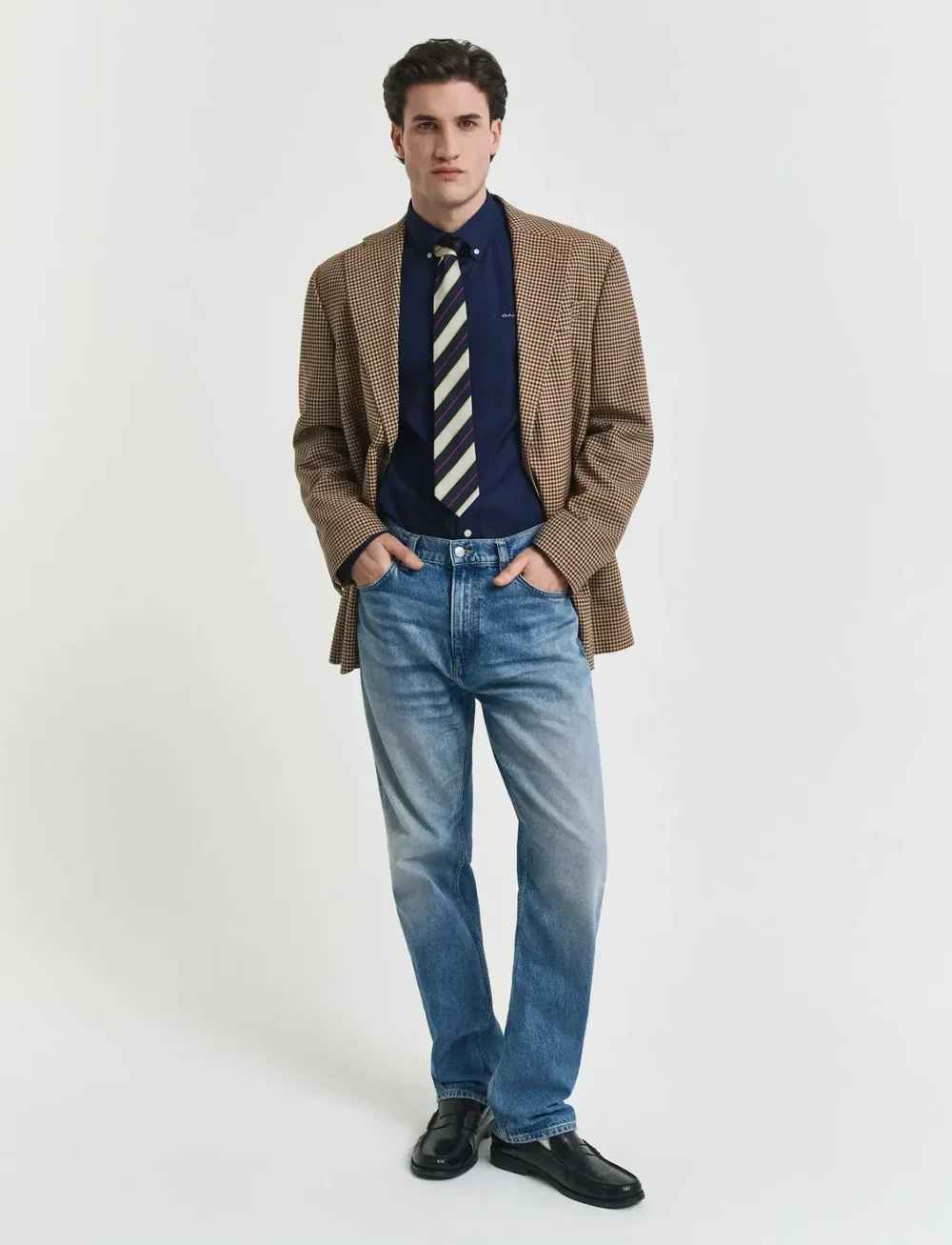 GANT - REG PINPOINT OXFORD SHIRT - basic skjortor - marine - 5