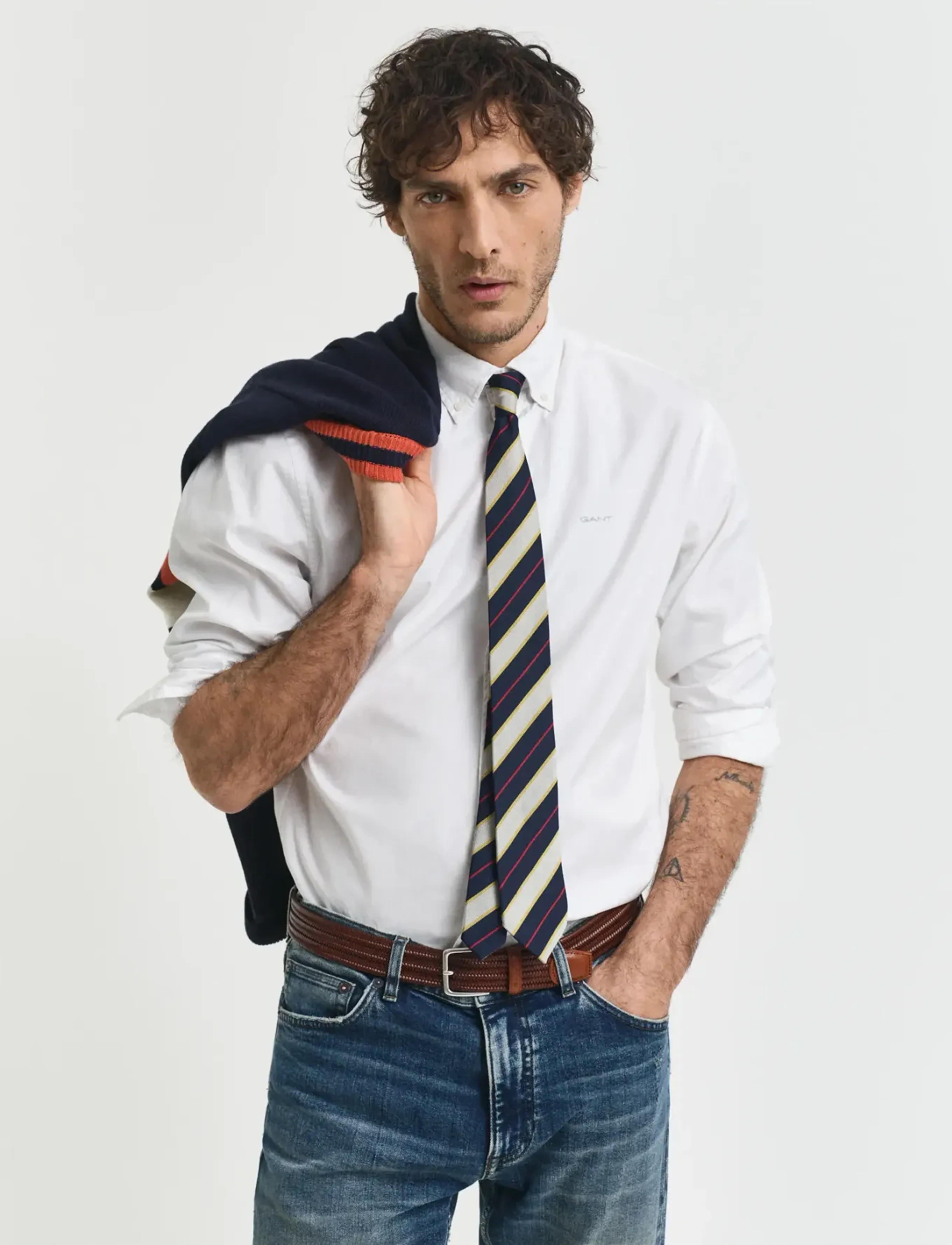 Gant REG PINPOINT OXFORD SHIRT - Skjorter - WHITE / white