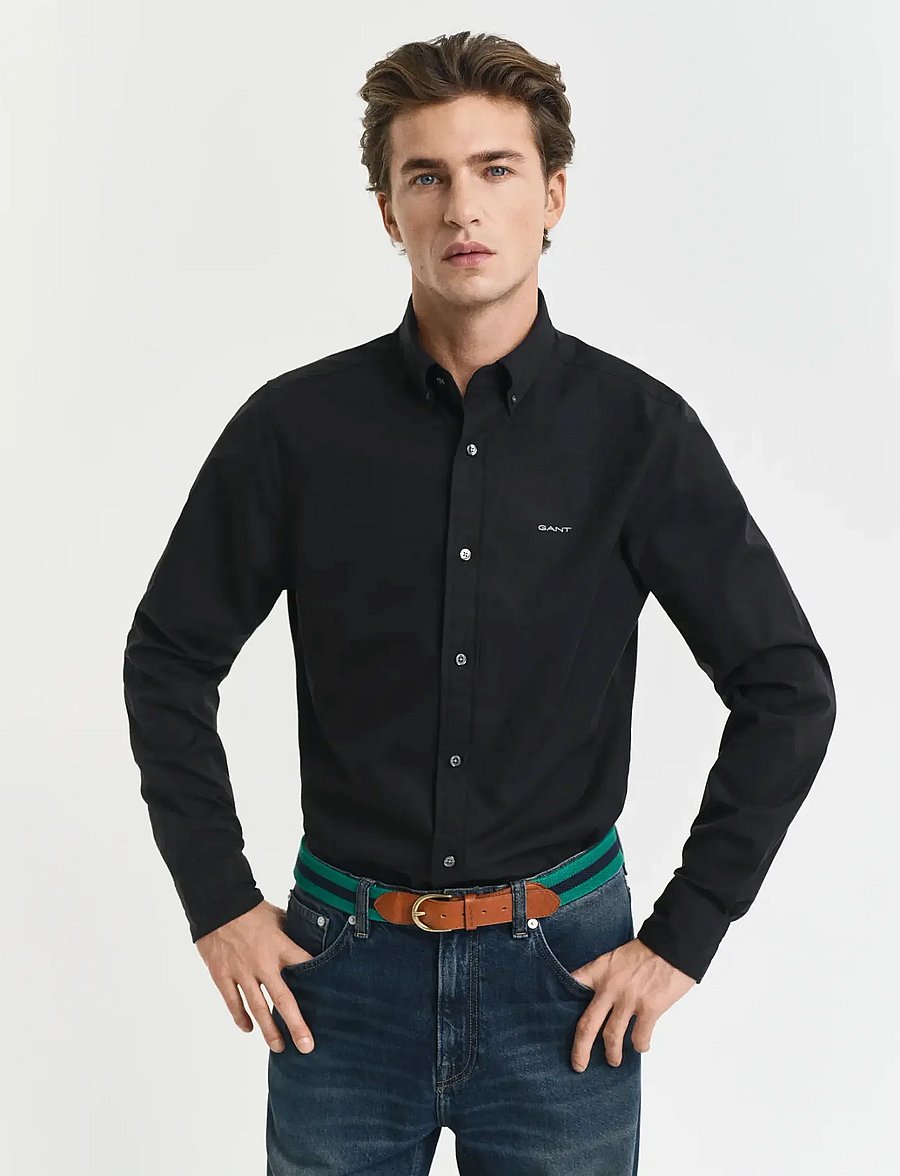 Gant - SLIM PINPOINT OXFORD SHIRT - chemises oxford - black - 0
