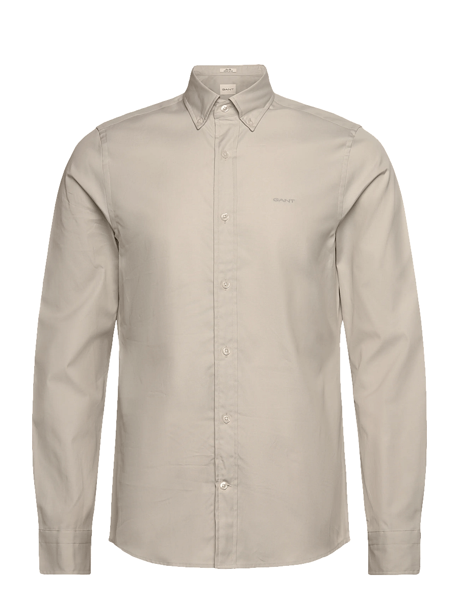 Gant - SLIM PINPOINT OXFORD SHIRT - chemises oxford - greige - 0