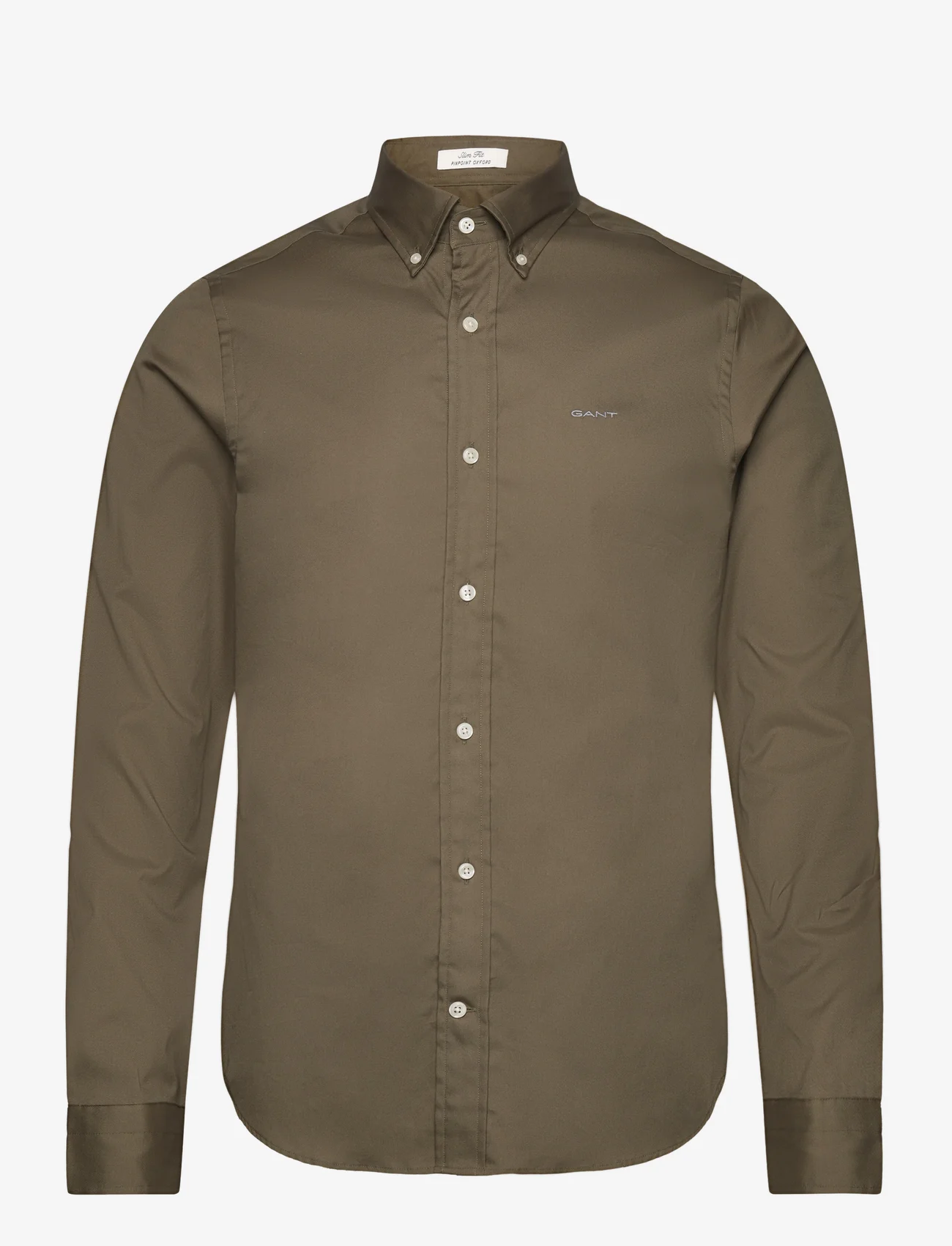 GANT - SLIM PINPOINT OXFORD SHIRT - oksfordo marškiniai - juniper green - 0